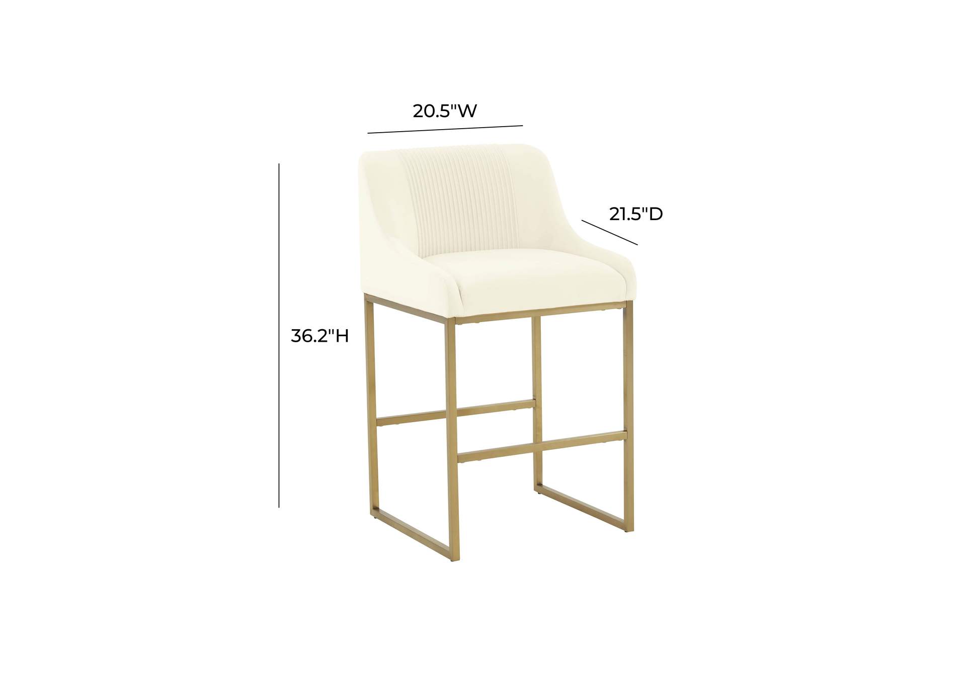Lisa Cream Pleated Velvet Counter Stool image 7