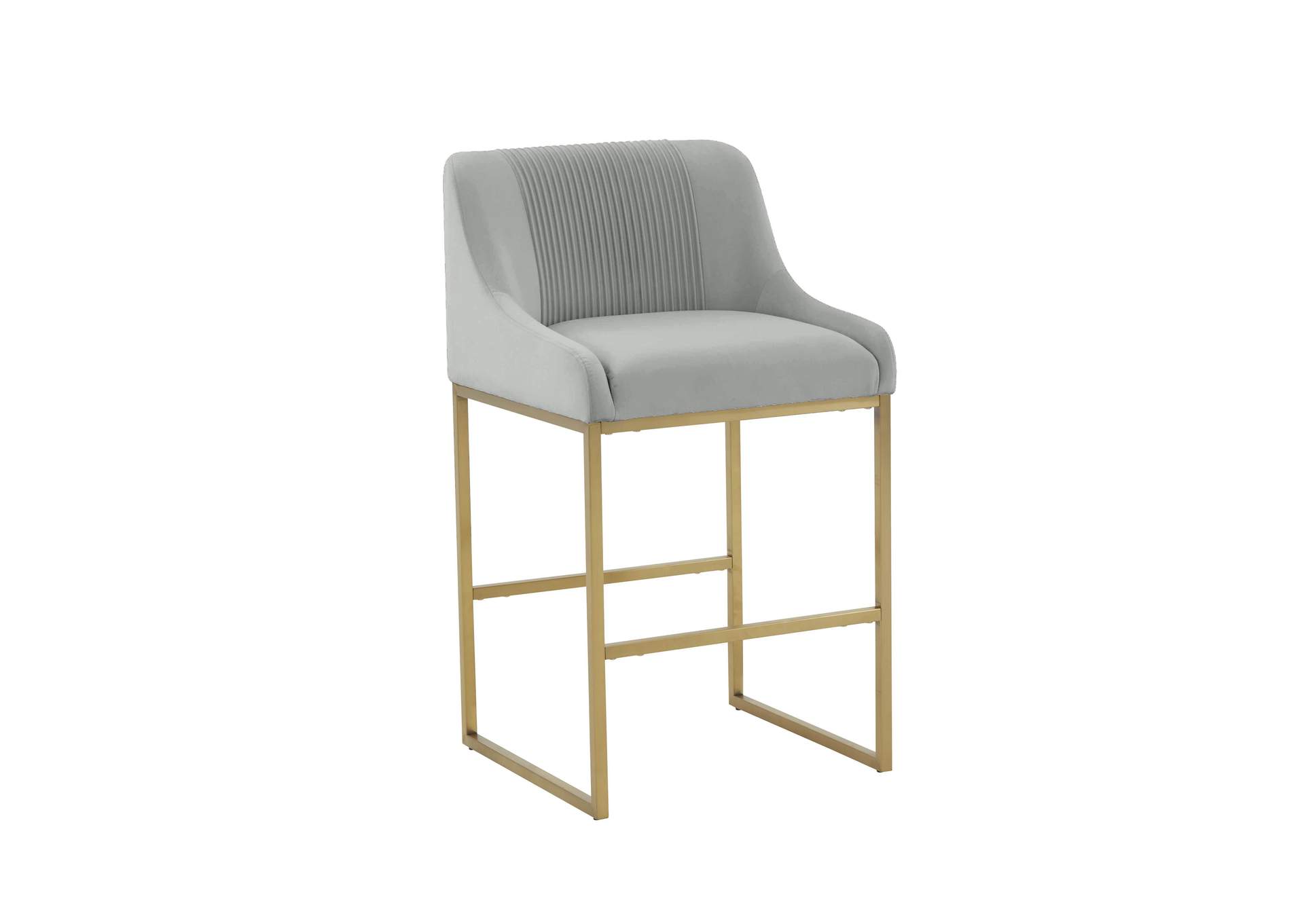 Lisa Grey Pleated Velvet Counter Stool image 1