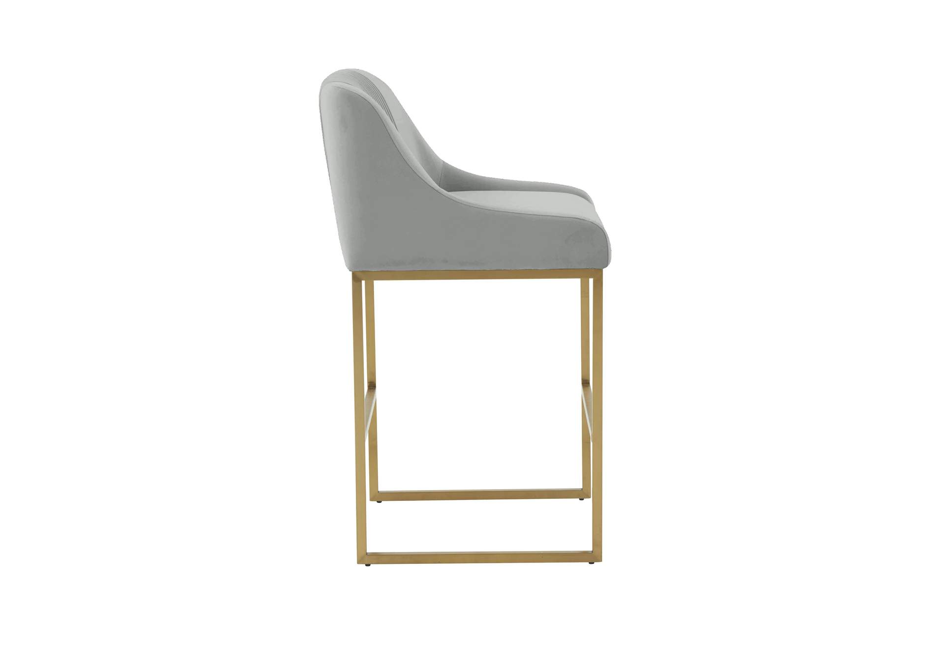 Lisa Grey Pleated Velvet Counter Stool image 4