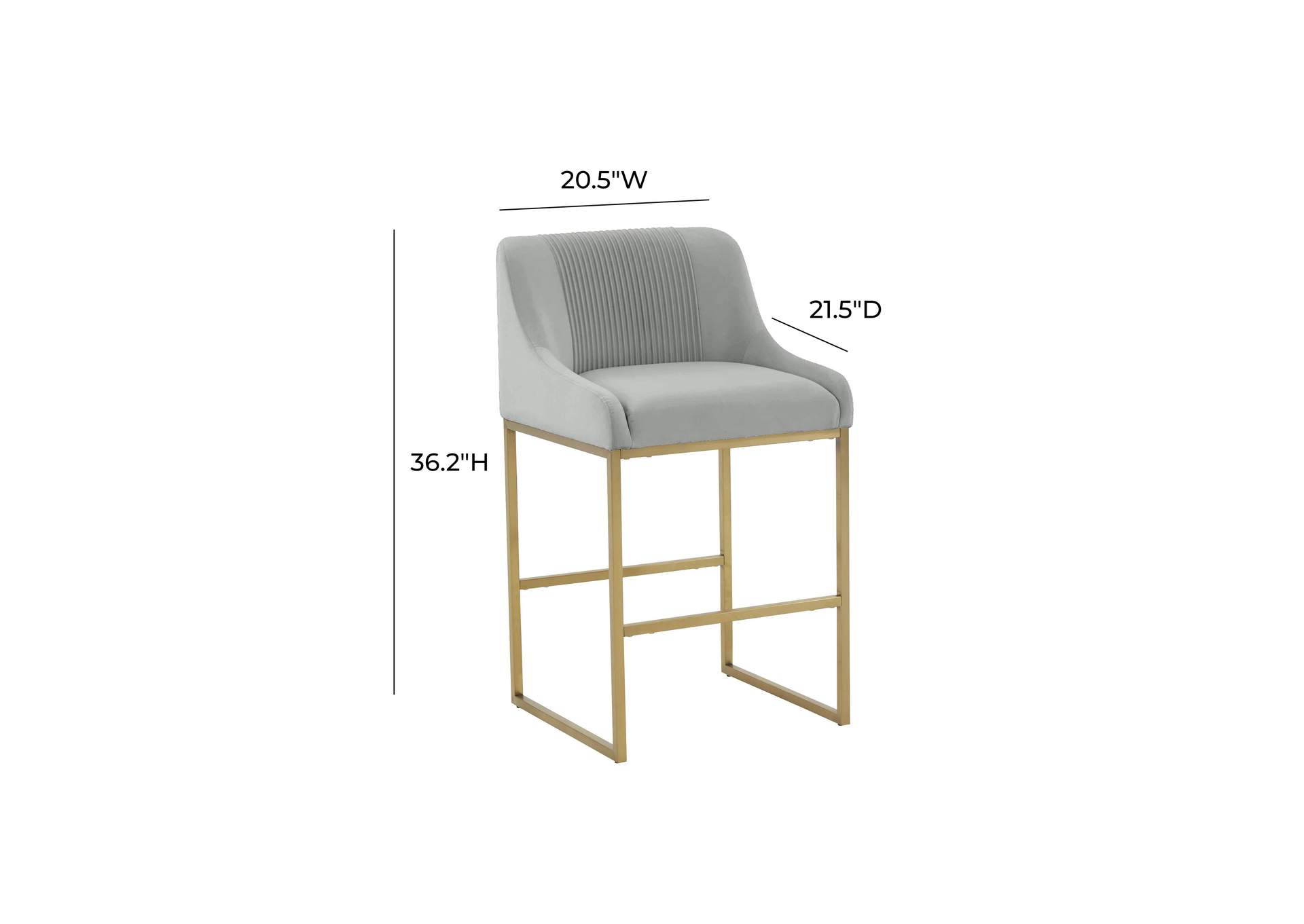 Lisa Grey Pleated Velvet Counter Stool image 6