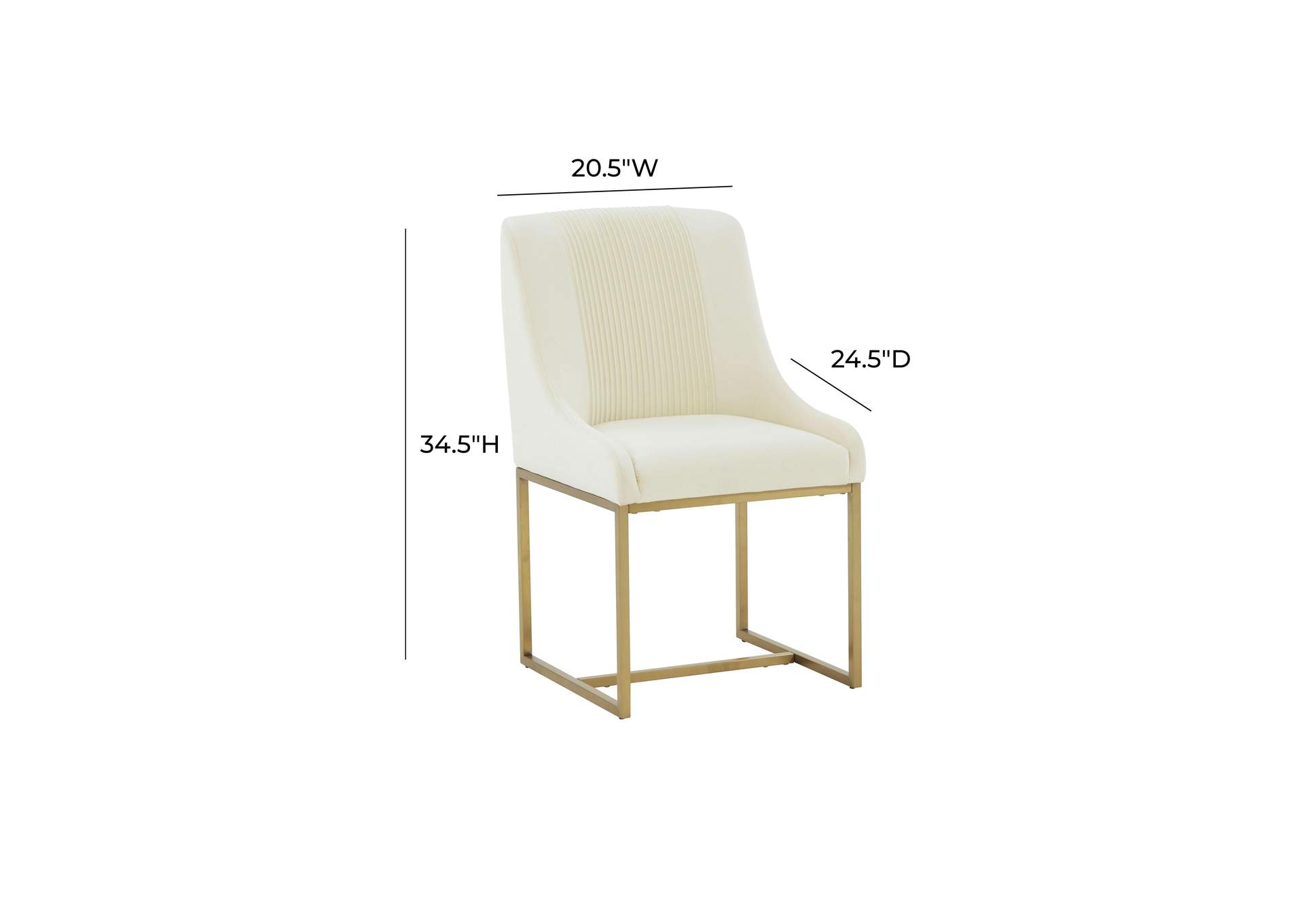Lisa Cream Pleated Velvet Dining Chair image 7