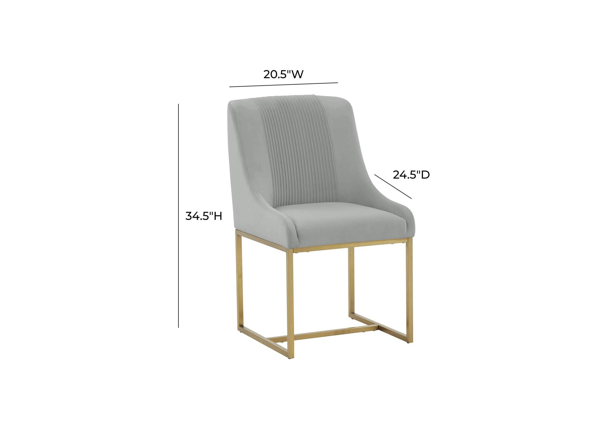 Lisa Grey Pleated Velvet Dining Chair image 7