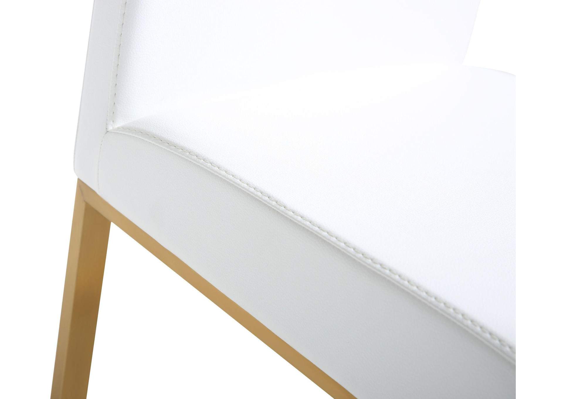 Denmark White Performance Vegan Leather and Gold Steel Barstool - Set of 2 image 3