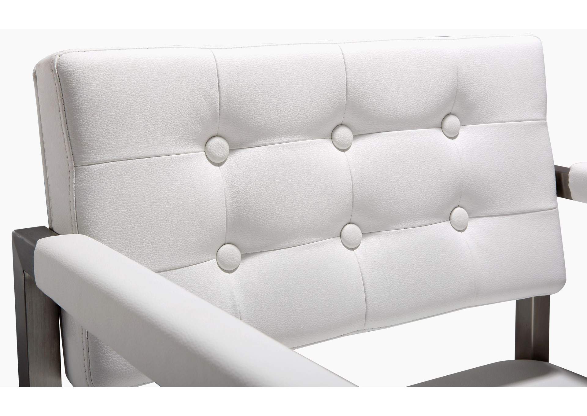 Director White Performance Vegan Leather and Stainless Steel Barstool image 8