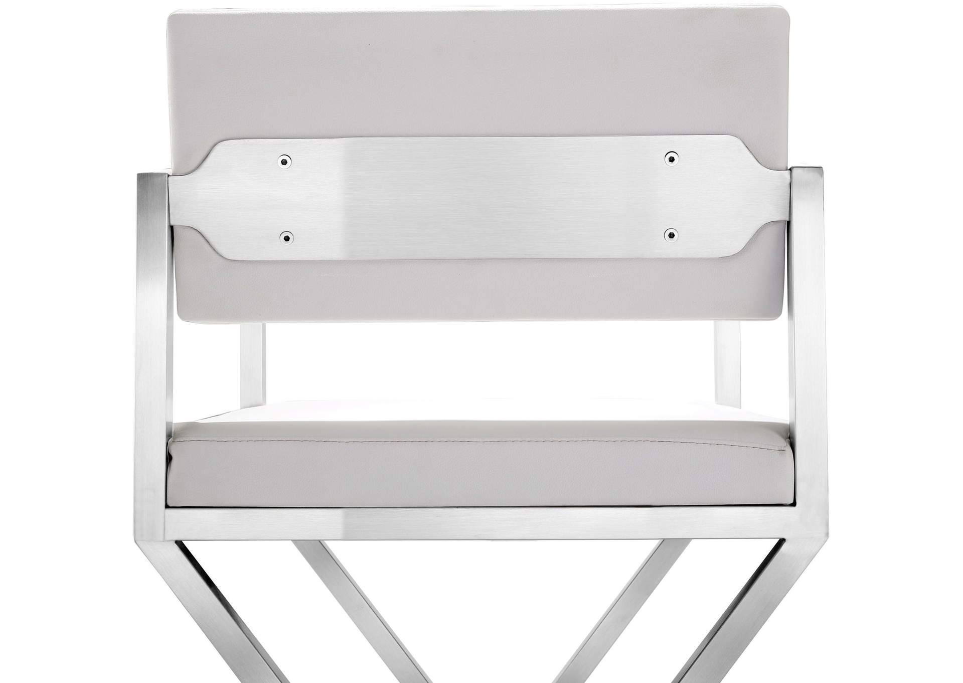 Director White Performance Vegan Leather and Stainless Steel Barstool image 9