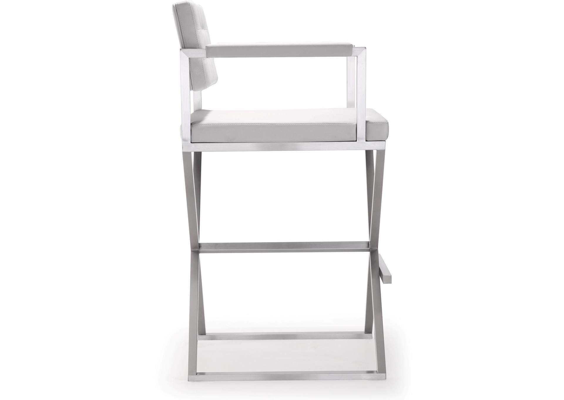 Director White Performance Vegan Leather and Stainless Steel Barstool image 6