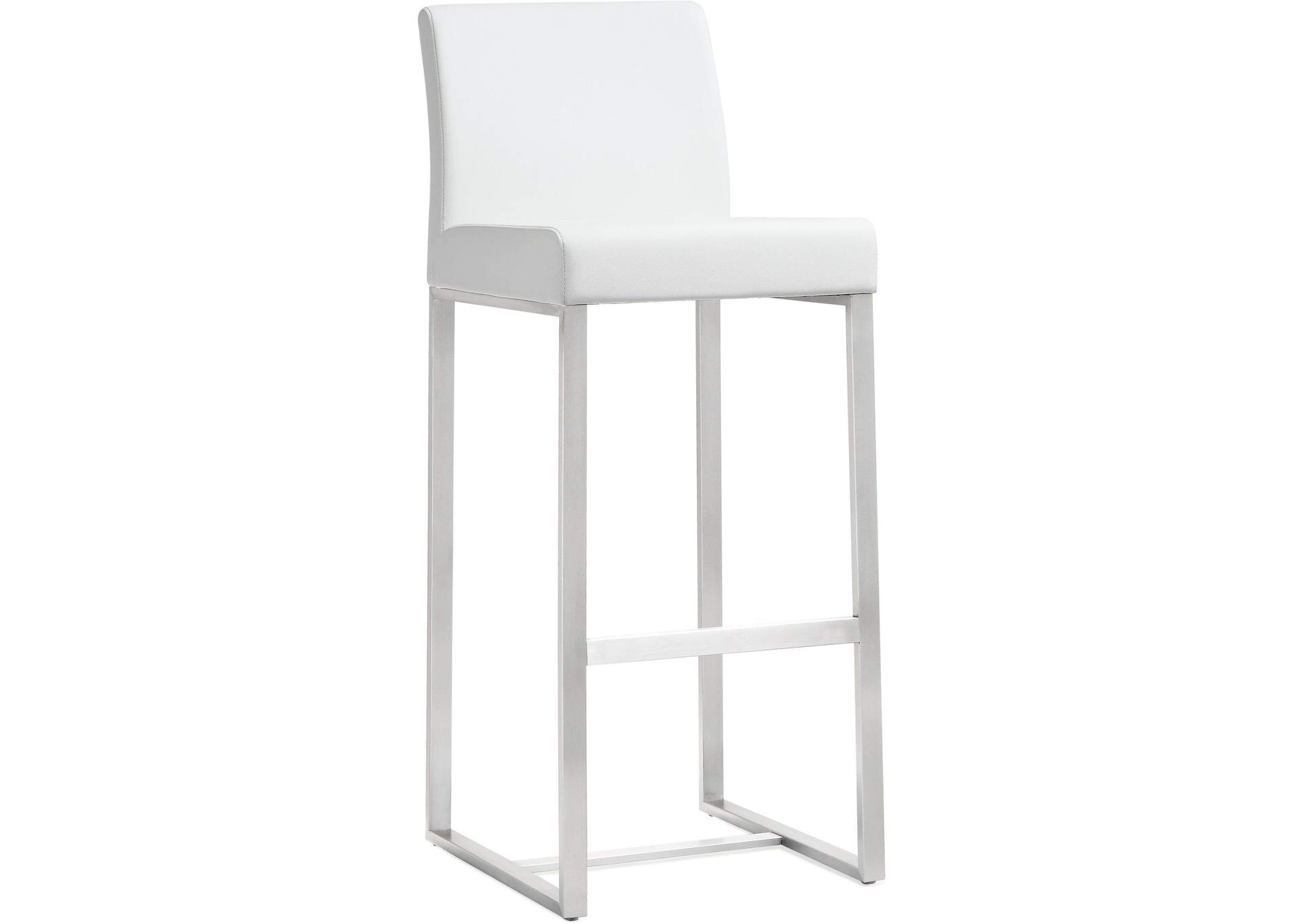 Denmark White Performance Vegan Leather and Stainless Steel Barstool - Set of 2 image 3
