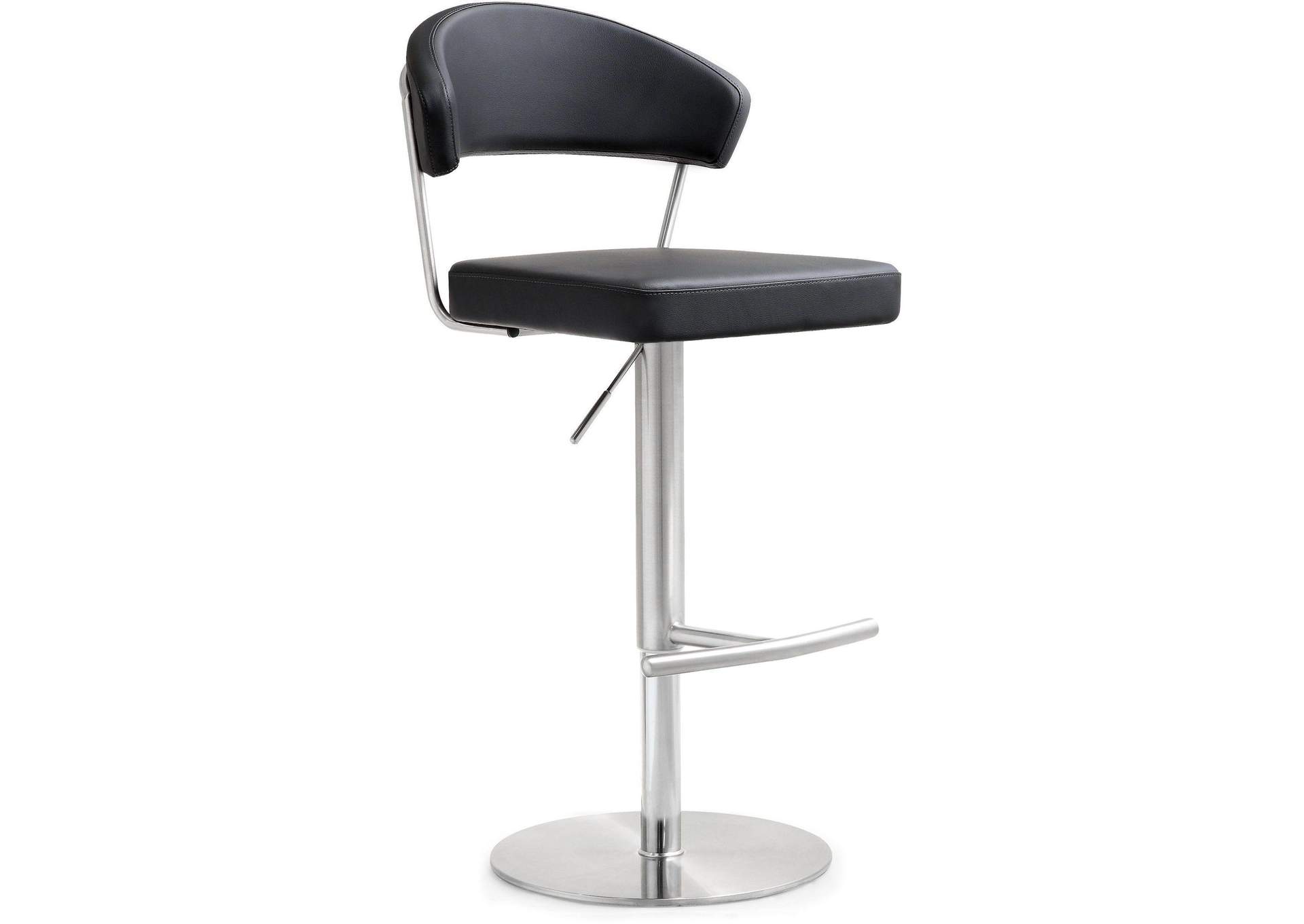 Cosmo Black Performance Vegan Leather and Stainless Steel Barstool image 3
