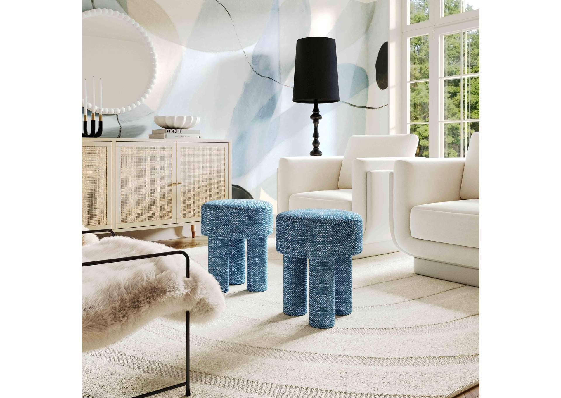 Claire Teal Knubby Stool image 3
