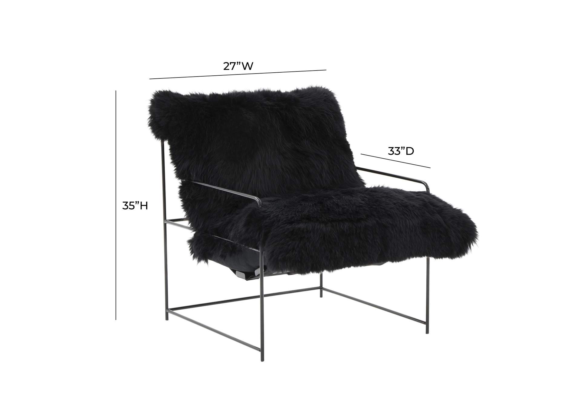 Kimi Black Genuine Sheepskin Chair image 8