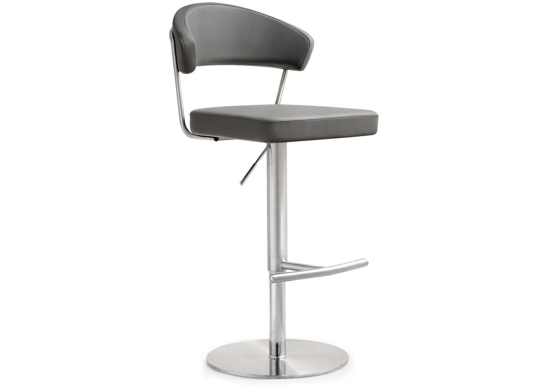 Cosmo Grey Performance Vegan Leather and Stainless Steel Barstool image 1