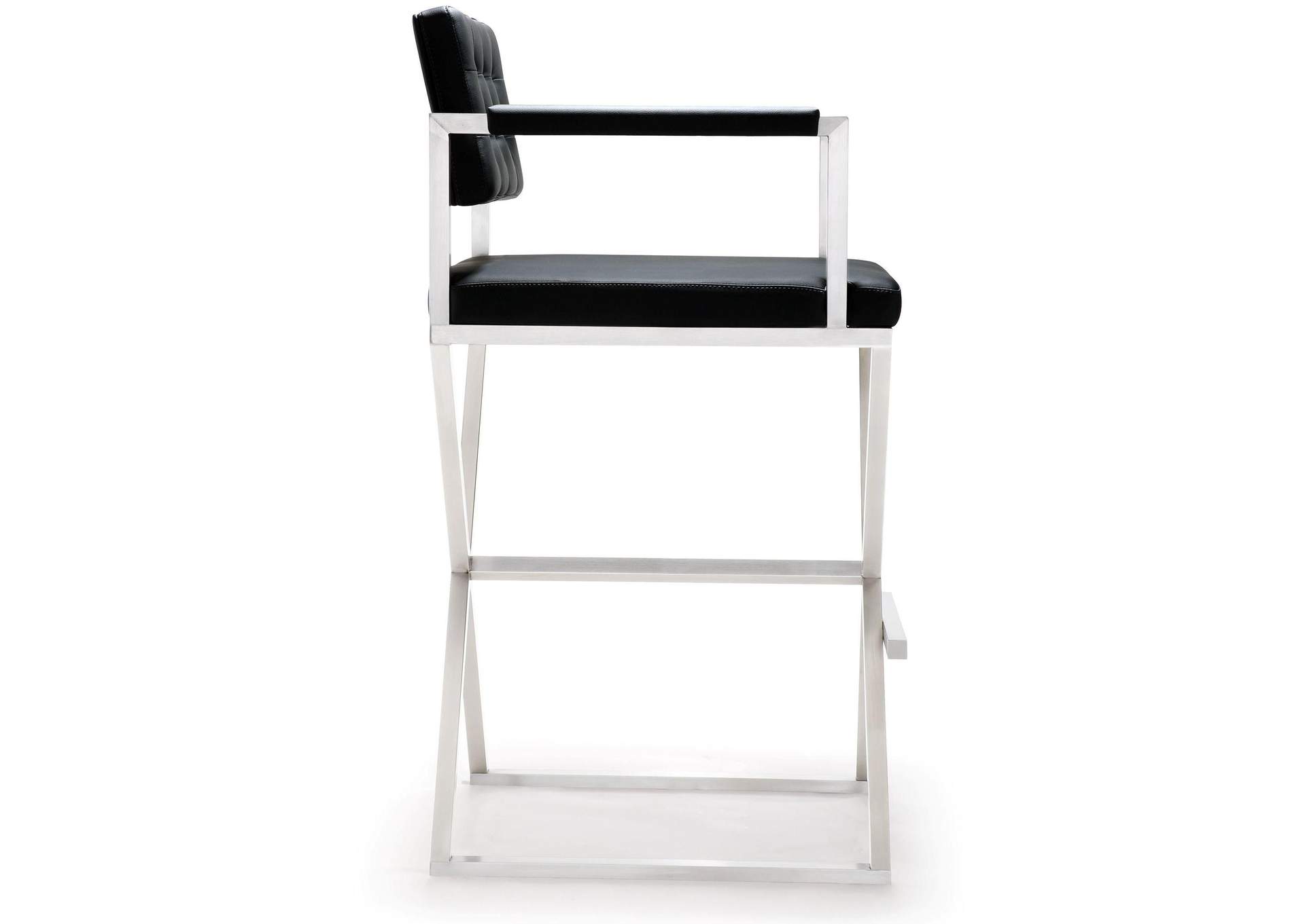 Director Black Performance Vegan Leather and Stainless Steel Barstool image 6