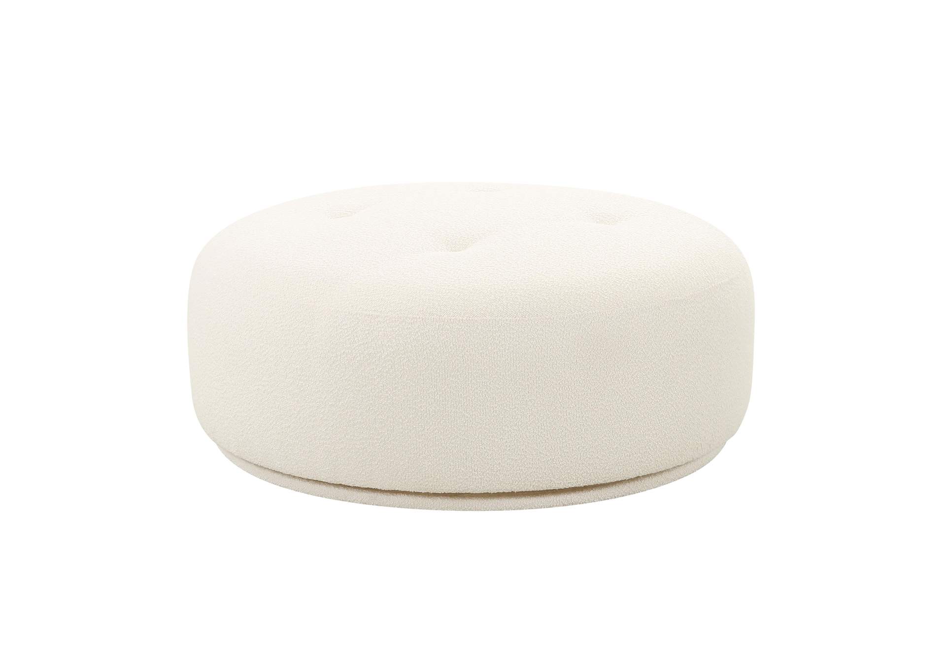 Fickle Cream Boucle Swivel Ottoman image 1