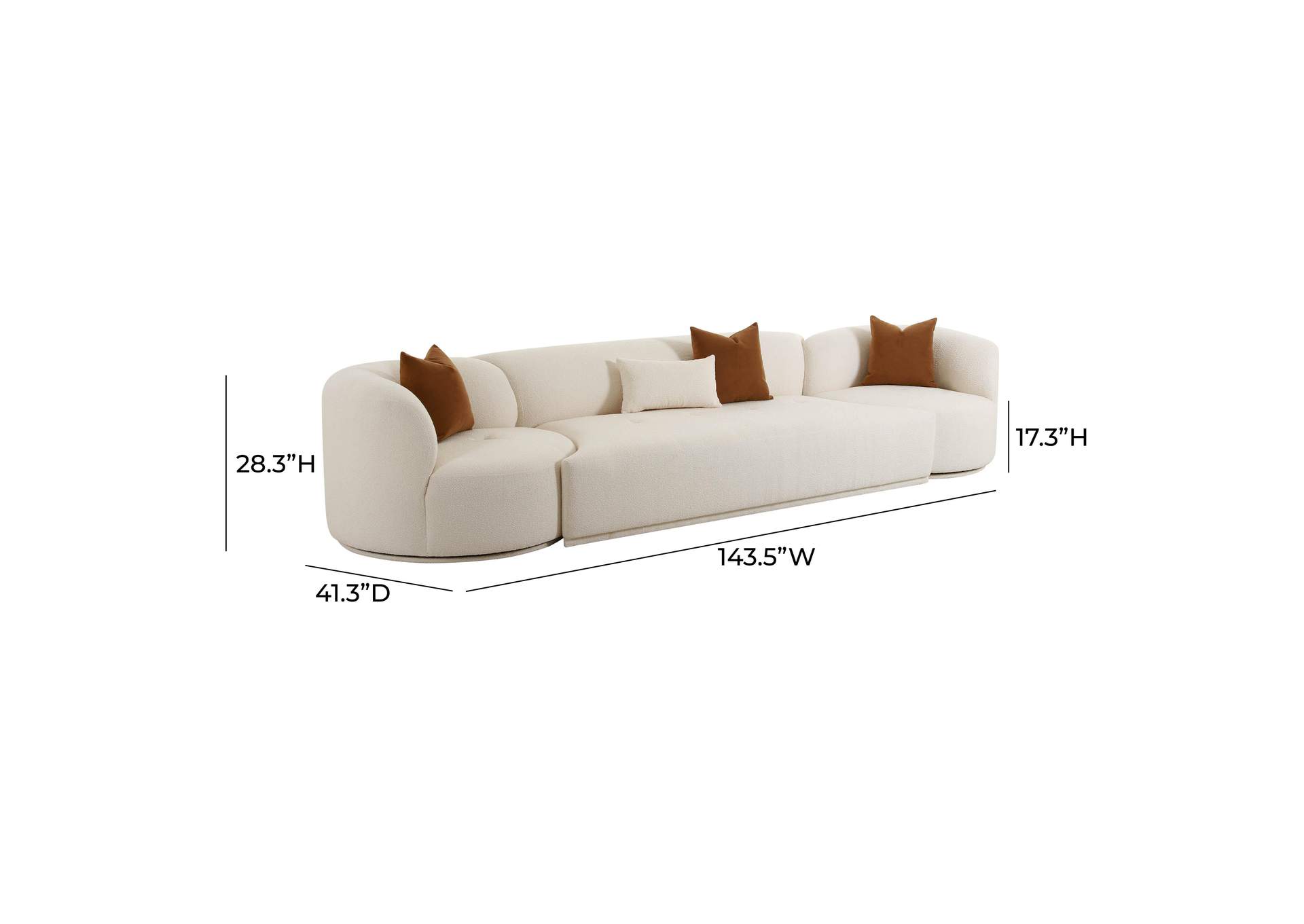 Fickle Cream Boucle 3 - Piece Modular Sofa image 7