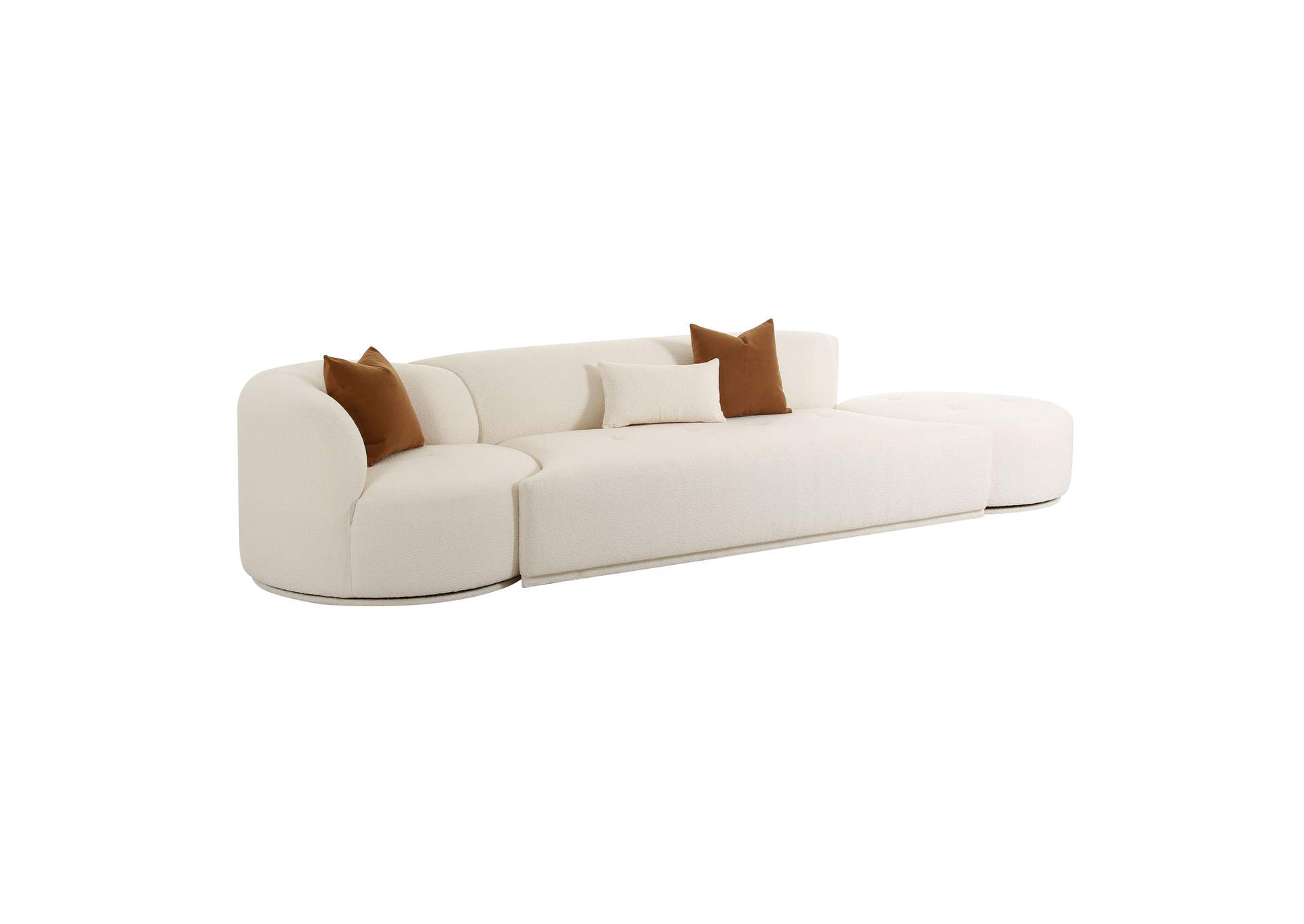 Fickle Cream Boucle 3 - Piece Chaise Modular Sofa image 4