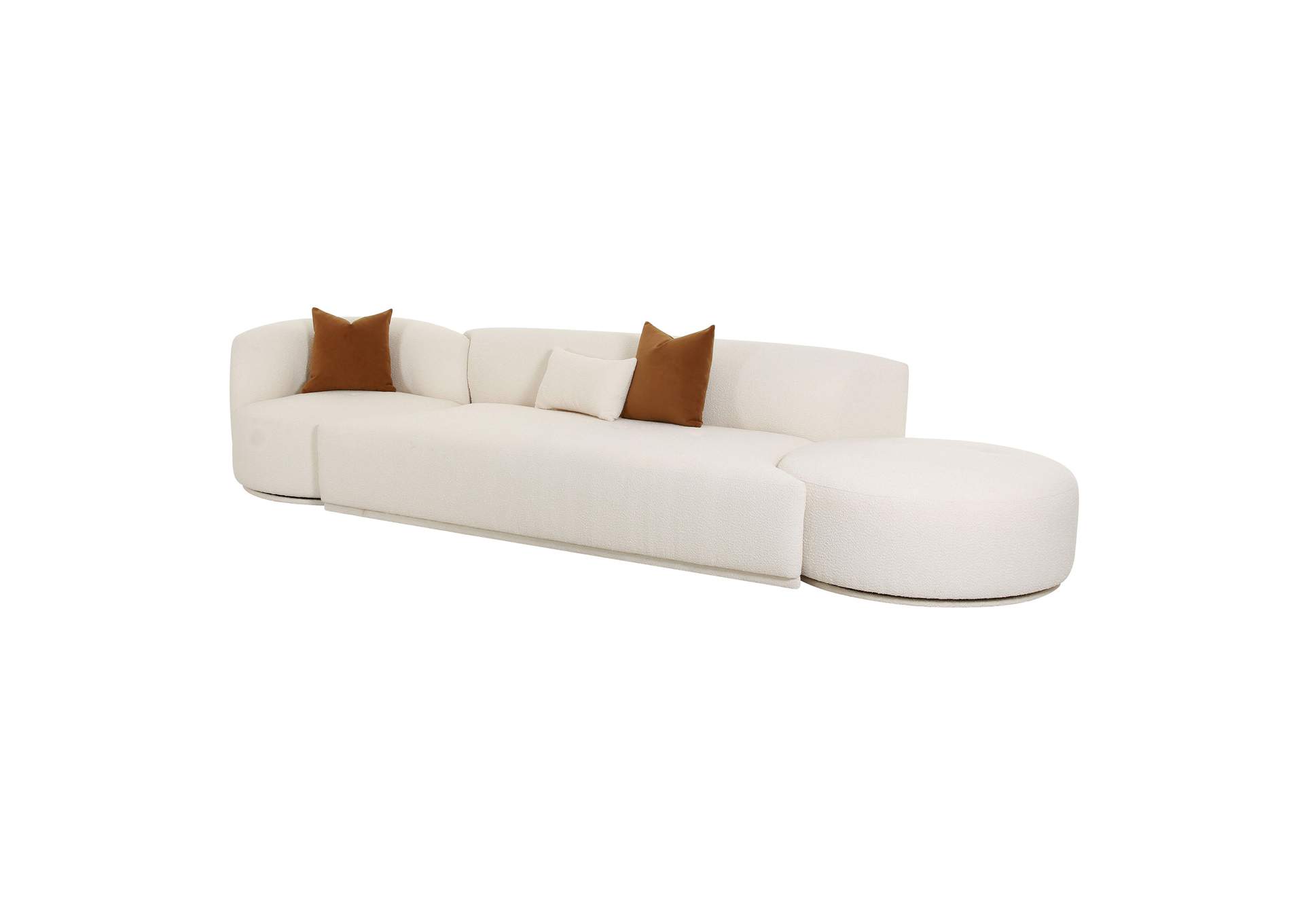 Fickle Cream Boucle 3 - Piece Chaise Modular Sofa image 7
