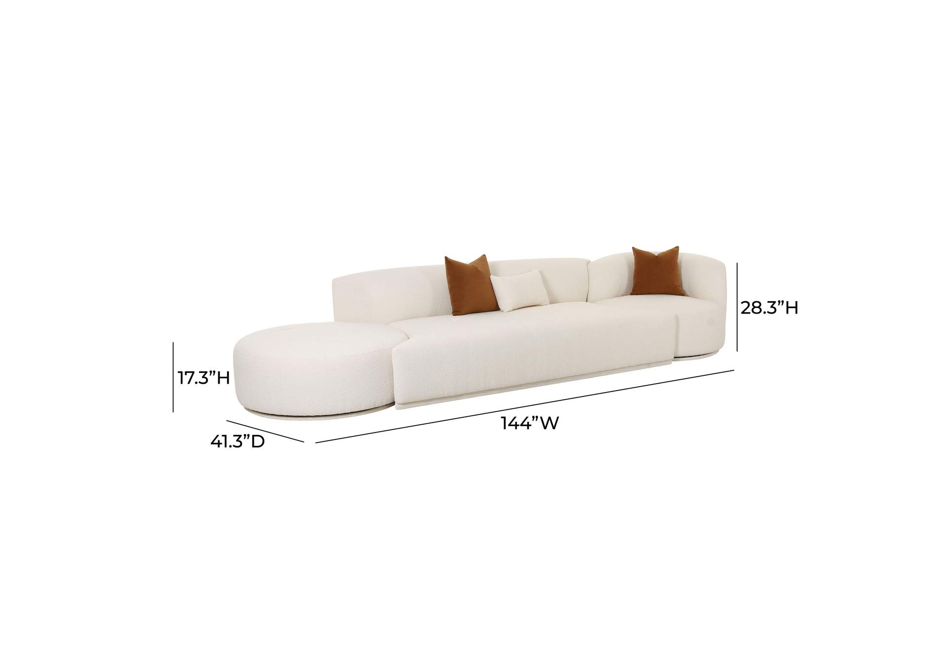 Fickle Cream Boucle 3 - Piece Chaise Modular Sofa image 10