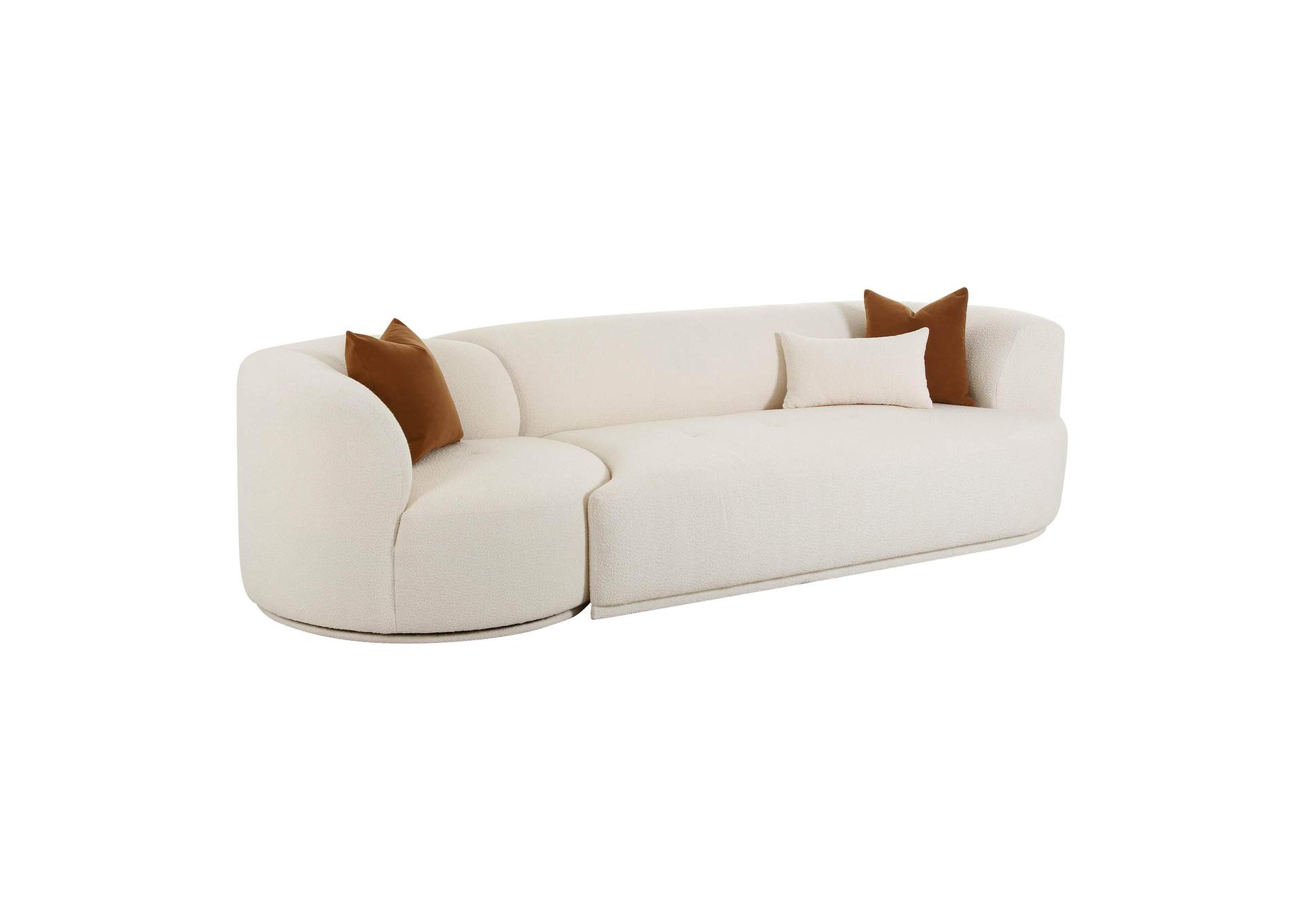 Fickle Cream Boucle 2 - Piece Modular Right Facing Sofa image 1