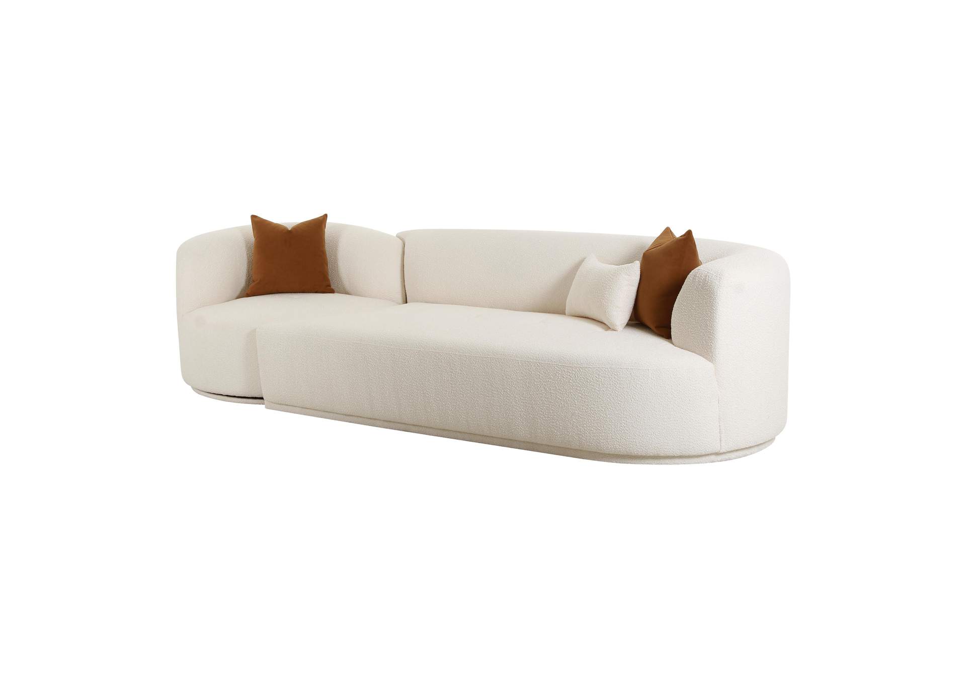 Fickle Cream Boucle 2 - Piece Modular Right Facing Sofa image 5
