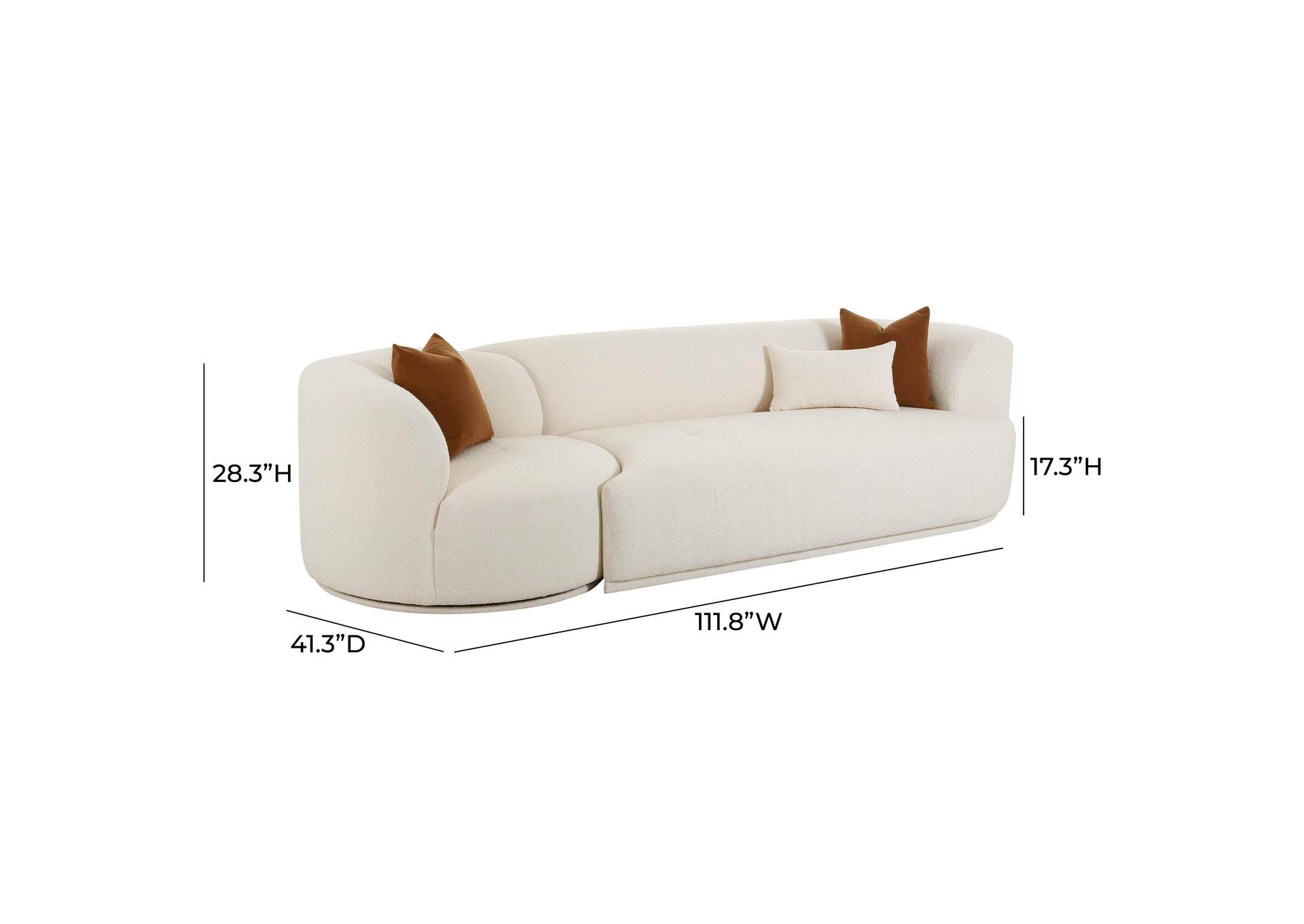 Fickle Cream Boucle 2 - Piece Modular Right Facing Sofa image 9