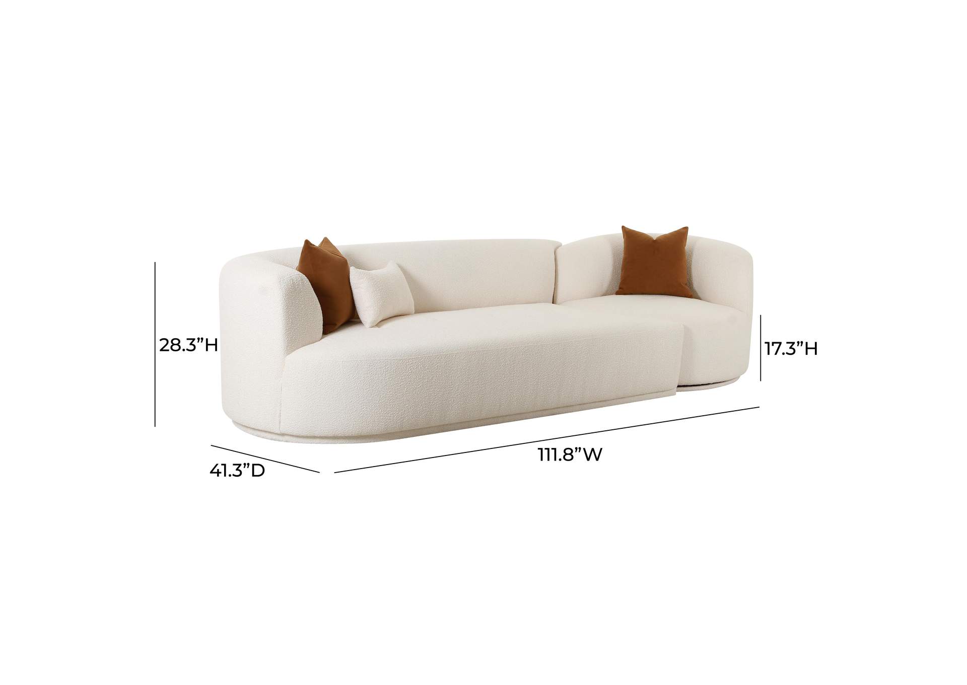 Fickle Cream Boucle 2 - Piece Modular Left Facing Sofa image 4