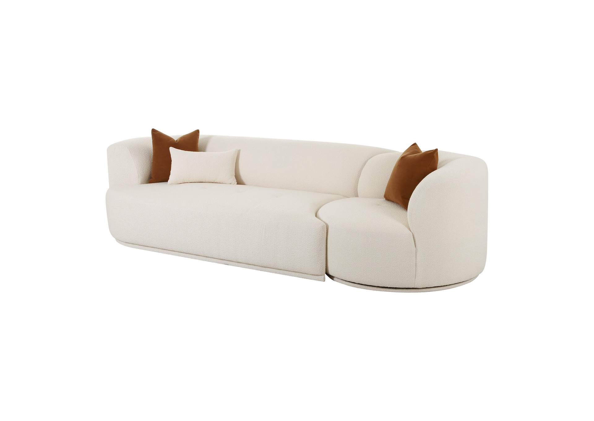 Fickle Cream Boucle 2 - Piece Modular Left Facing Sofa image 6