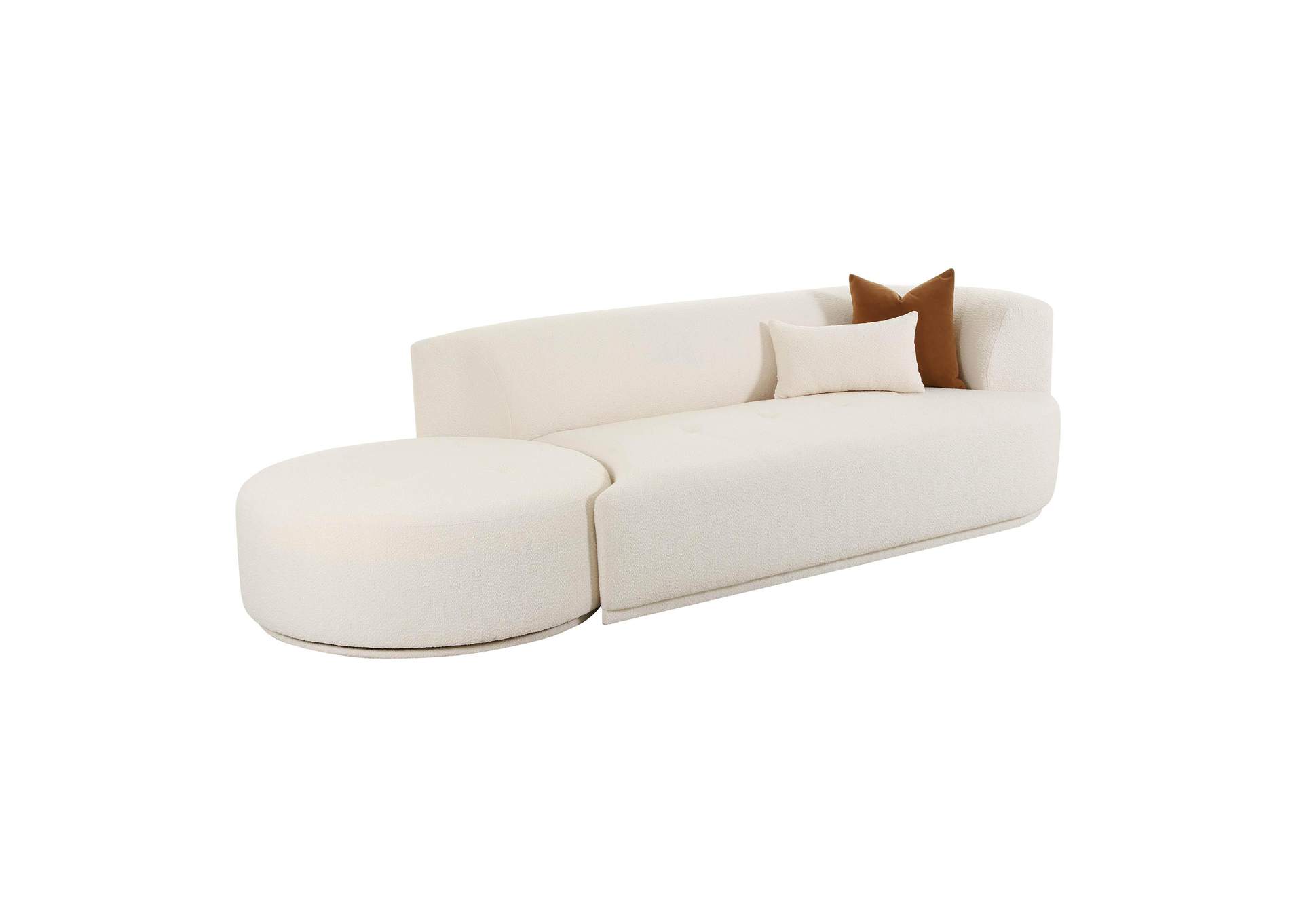Fickle Cream Boucle 2 - Piece Chaise Modular Right Facing Sofa image 1