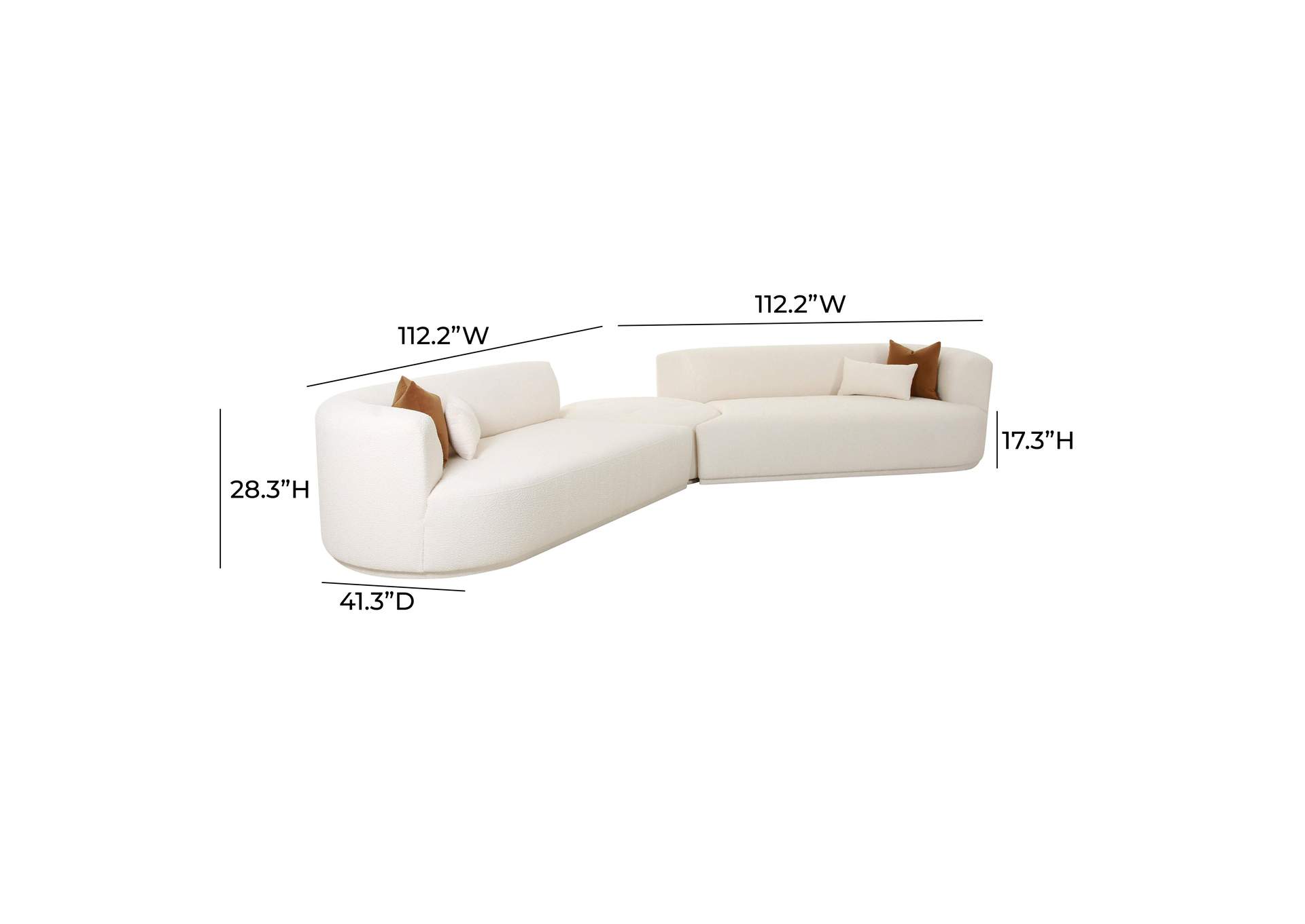 Fickle Cream Boucle 3 - Piece Modular Sectional image 8