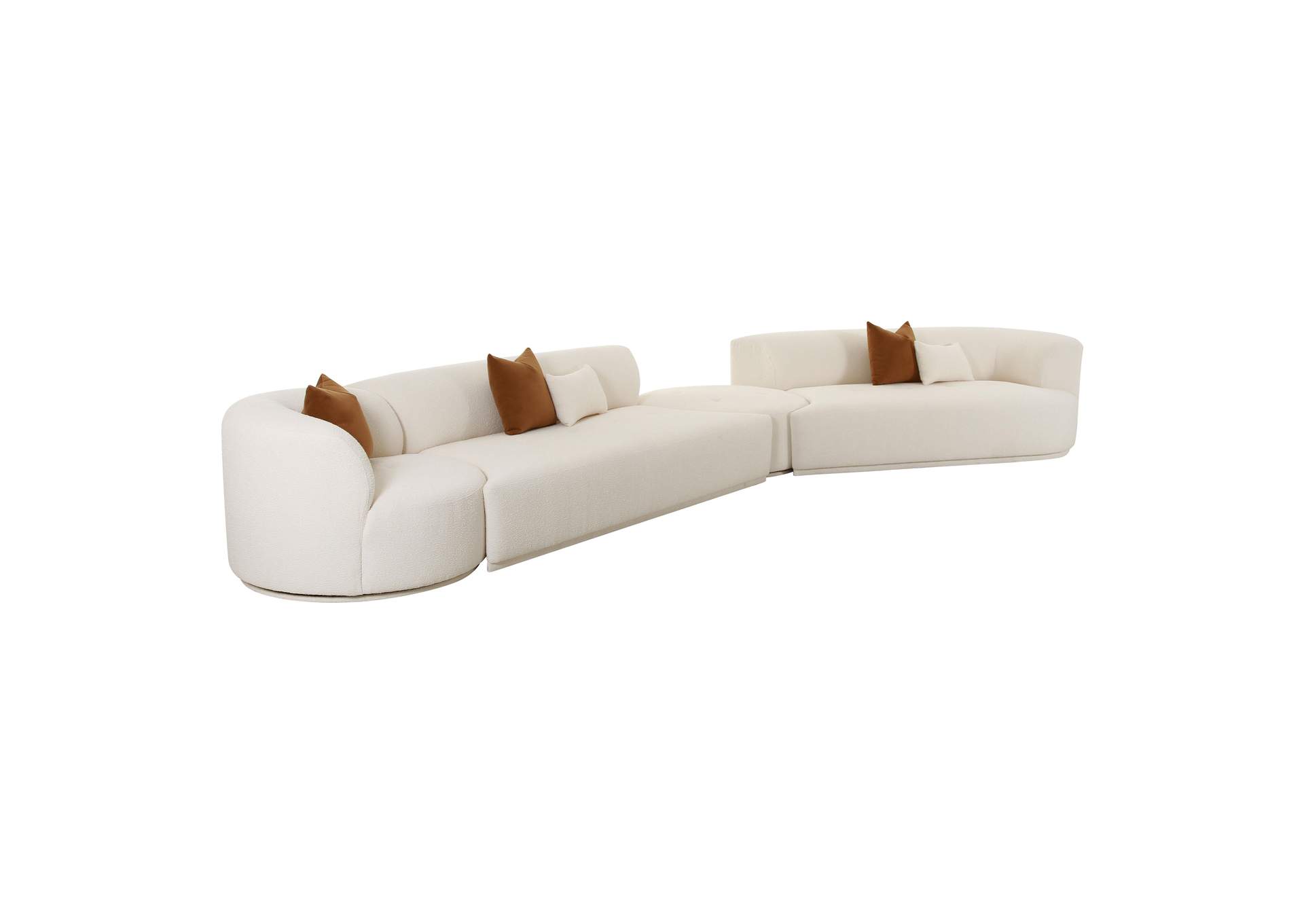 Fickle Cream Boucle 4 - Piece Modular Right Facing Sectional image 1