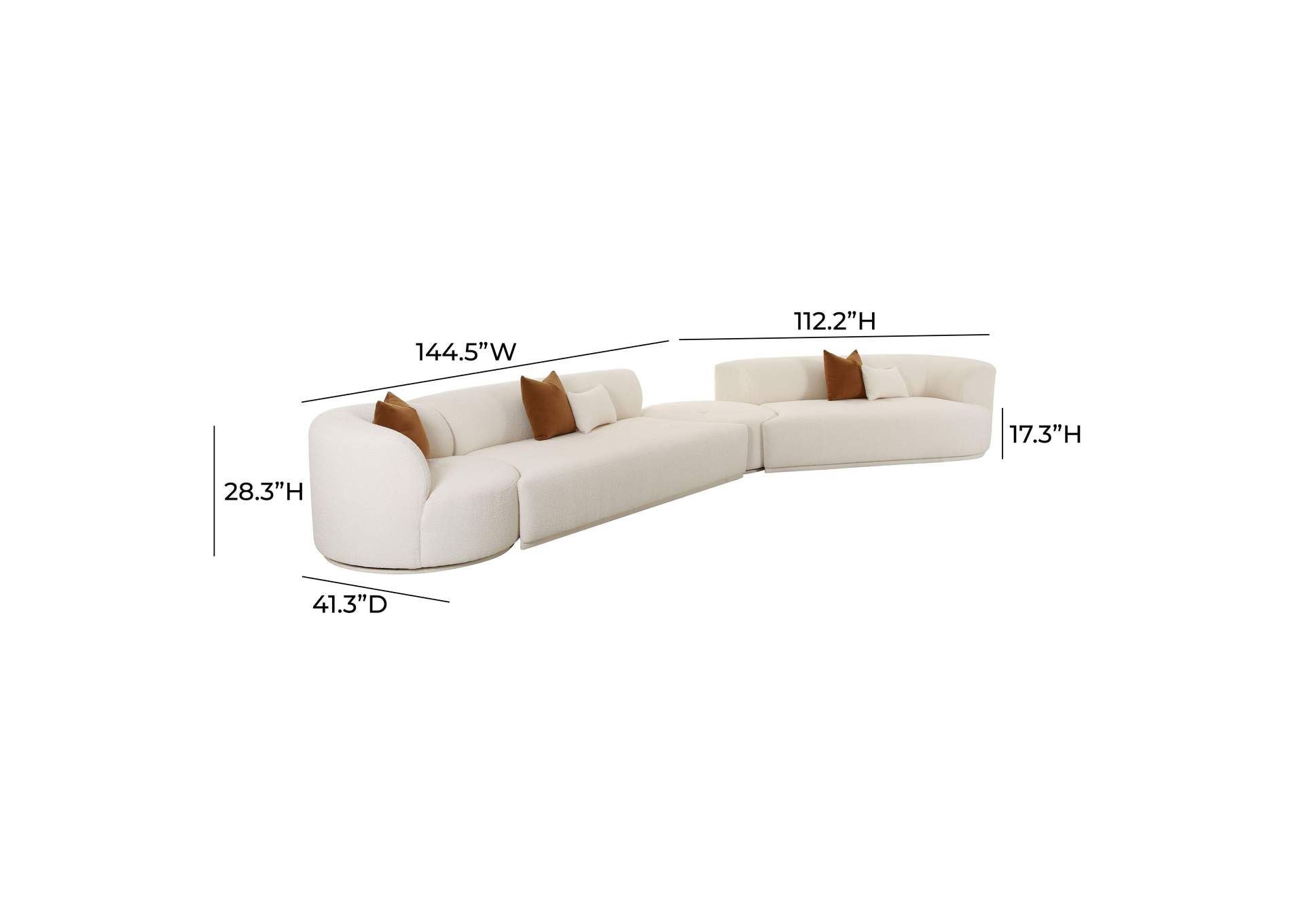 Fickle Cream Boucle 4 - Piece Modular Right Facing Sectional image 8