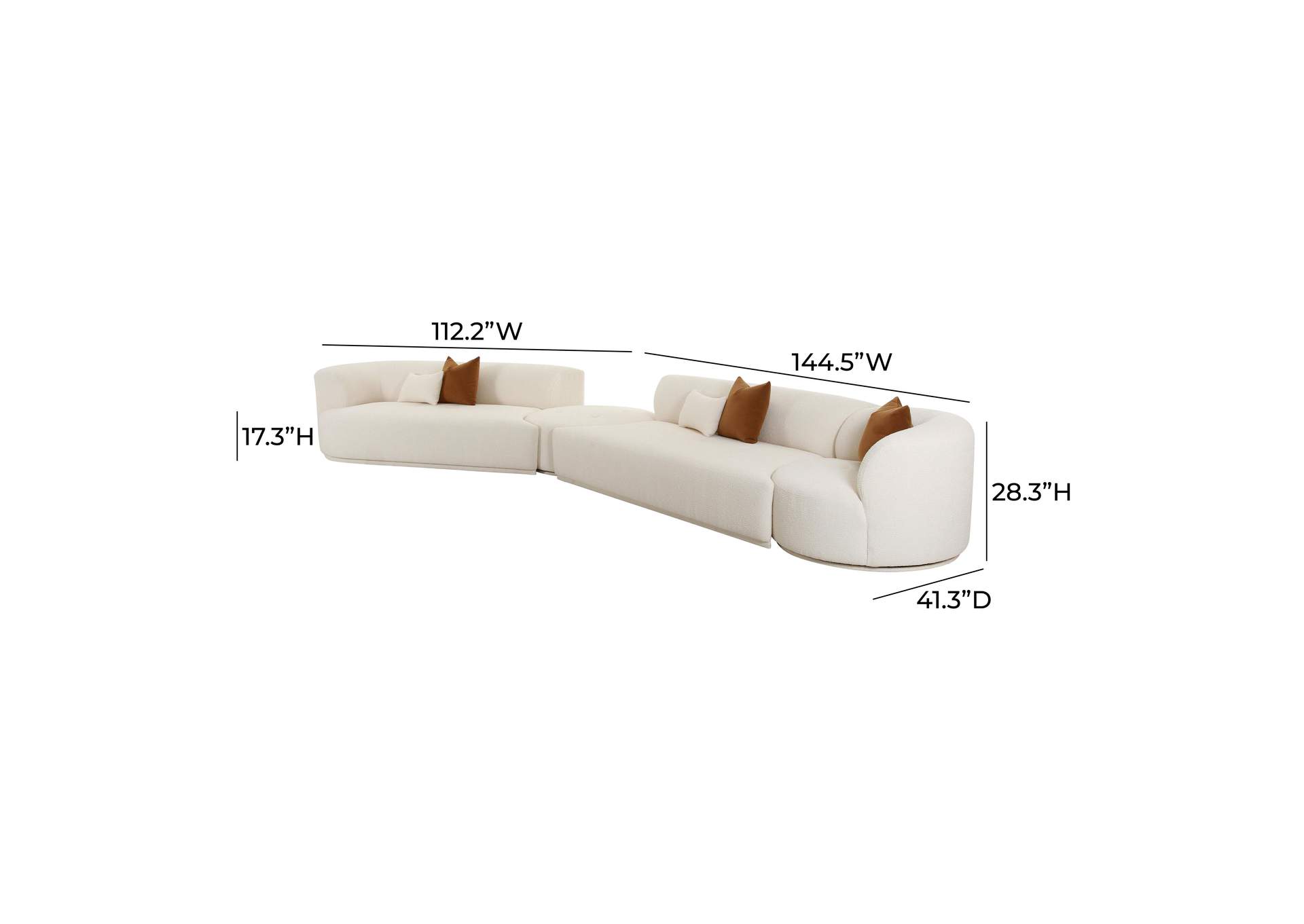 Fickle Cream Boucle 4 - Piece Modular Left Facing Sectional image 8