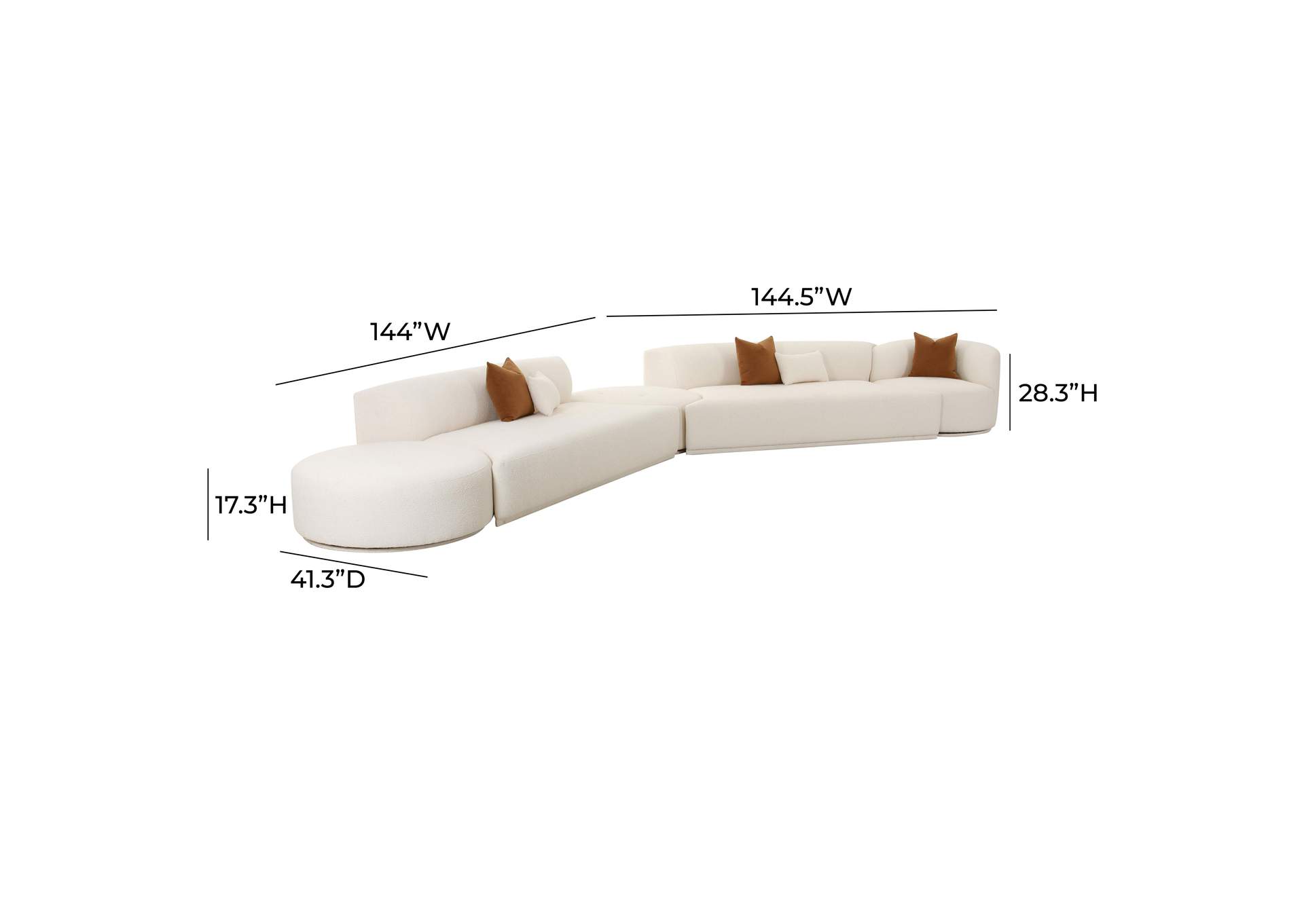 Fickle Cream Boucle 5 - Piece Modular Chaise Sectional image 7