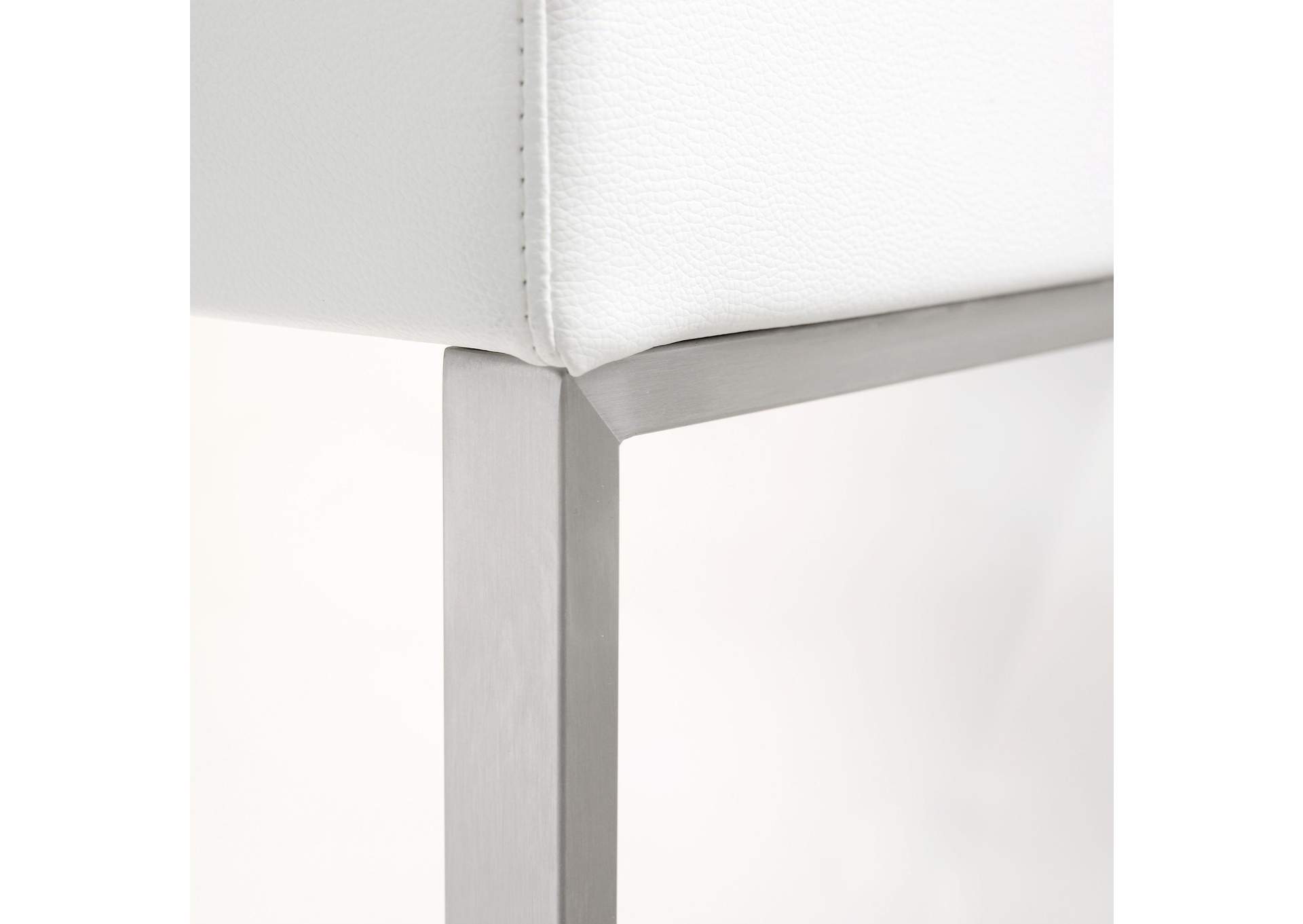 Denmark White Performance Vegan Leather and Stainless Steel Barstool - Set of 2 image 6