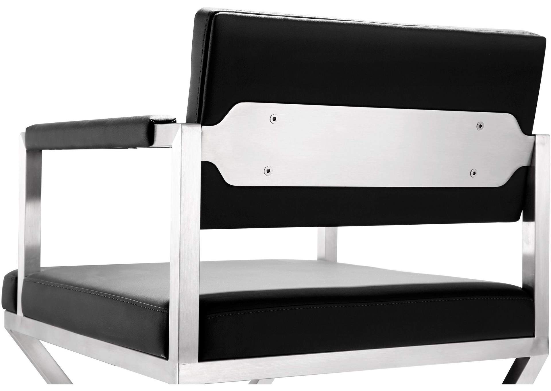 Director Black Performance Vegan Leather and Stainless Steel Barstool image 9