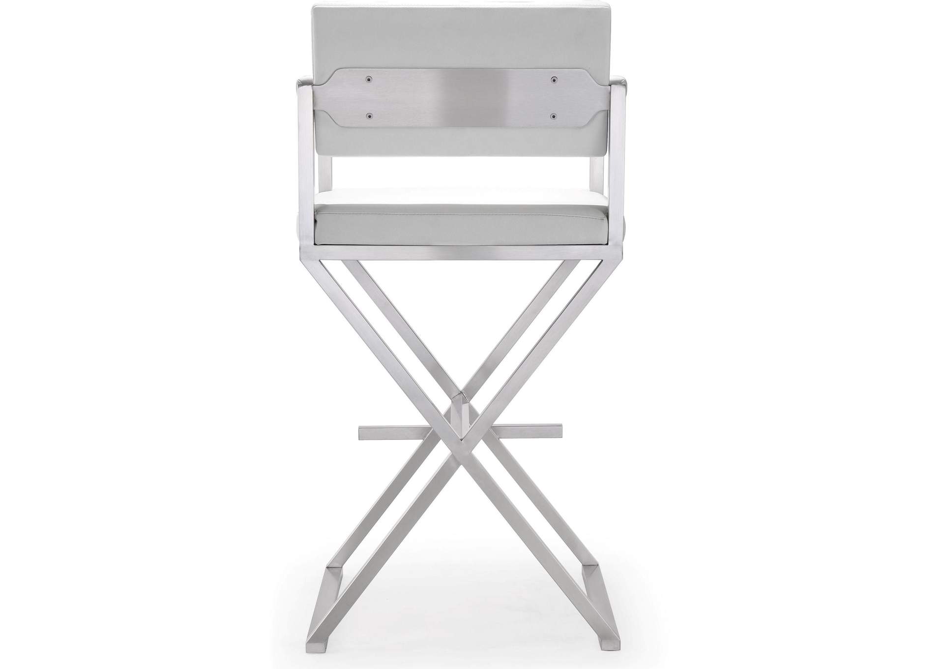 Director White Performance Vegan Leather and Stainless Steel Barstool image 7