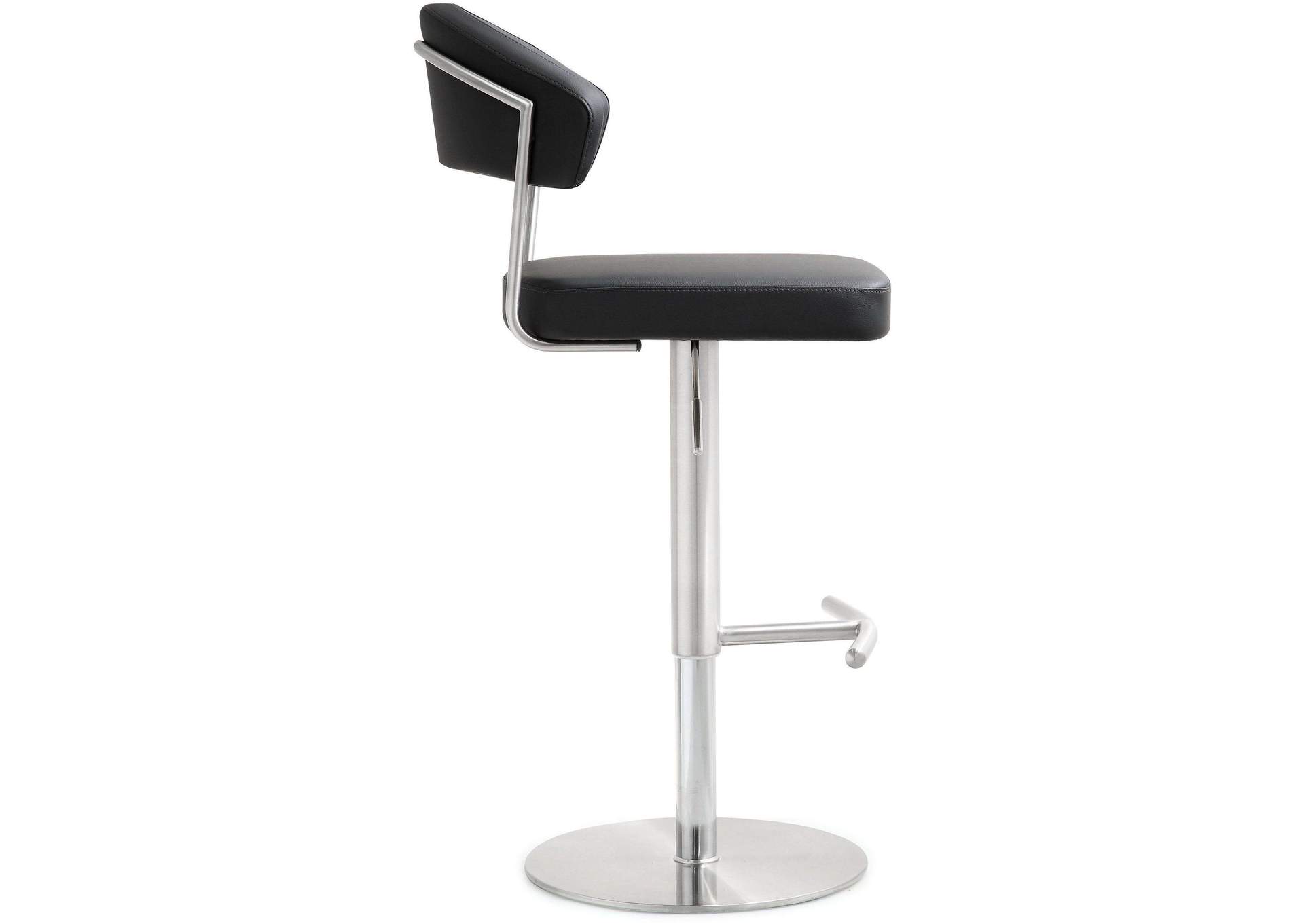 Cosmo Black Performance Vegan Leather and Stainless Steel Barstool image 6
