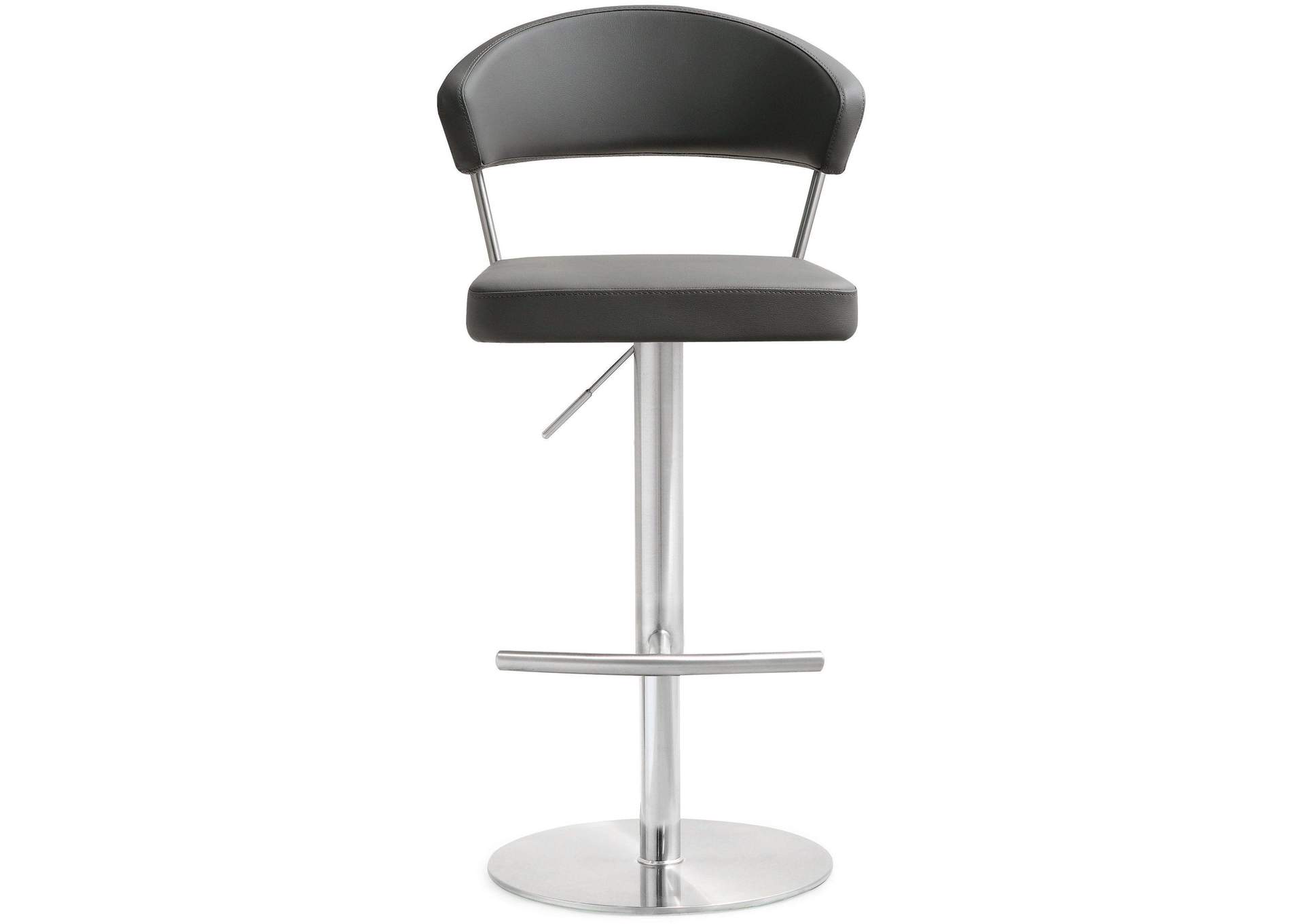 Cosmo Grey Performance Vegan Leather and Stainless Steel Barstool image 4