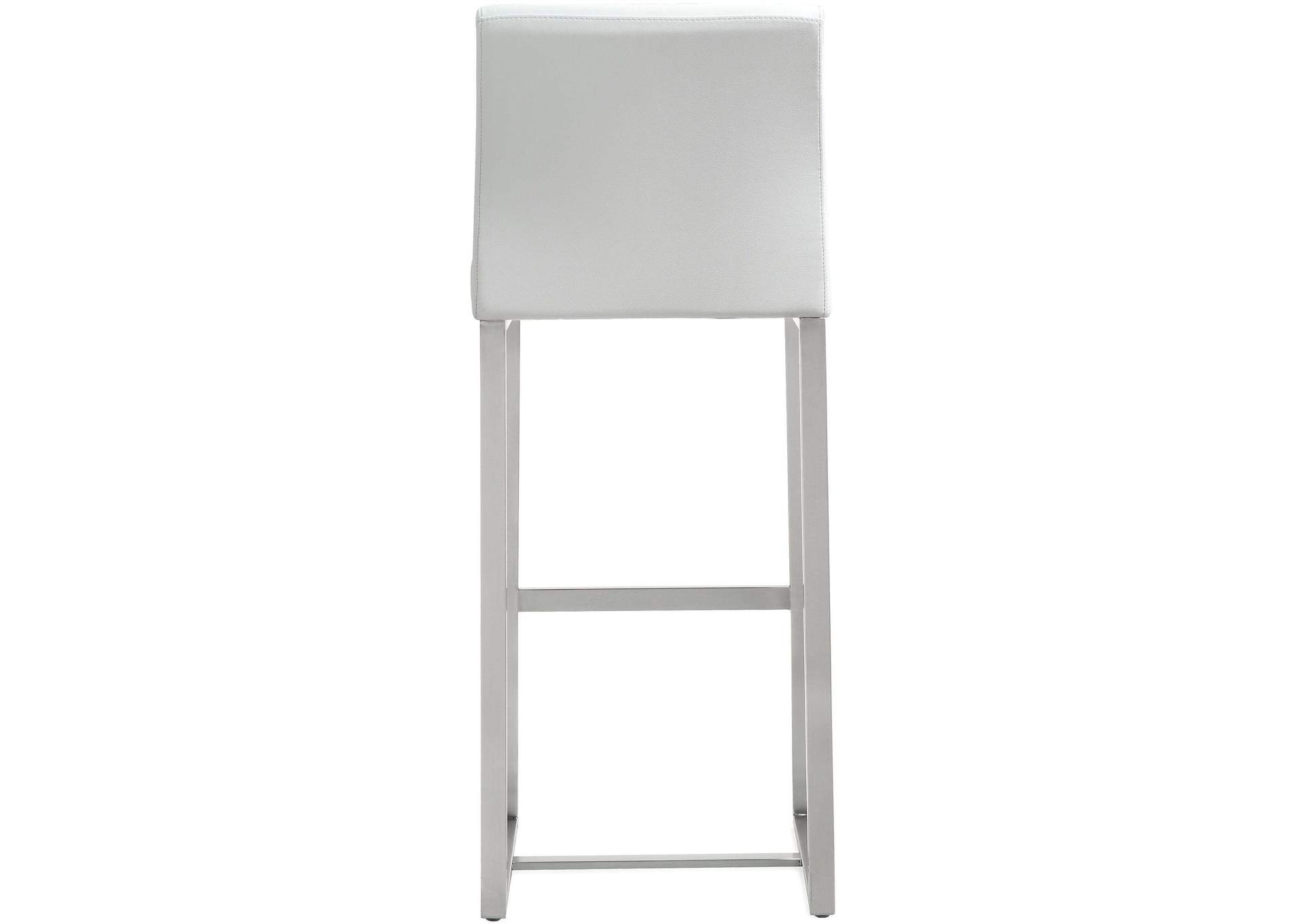 Denmark White Performance Vegan Leather and Stainless Steel Barstool - Set of 2 image 4