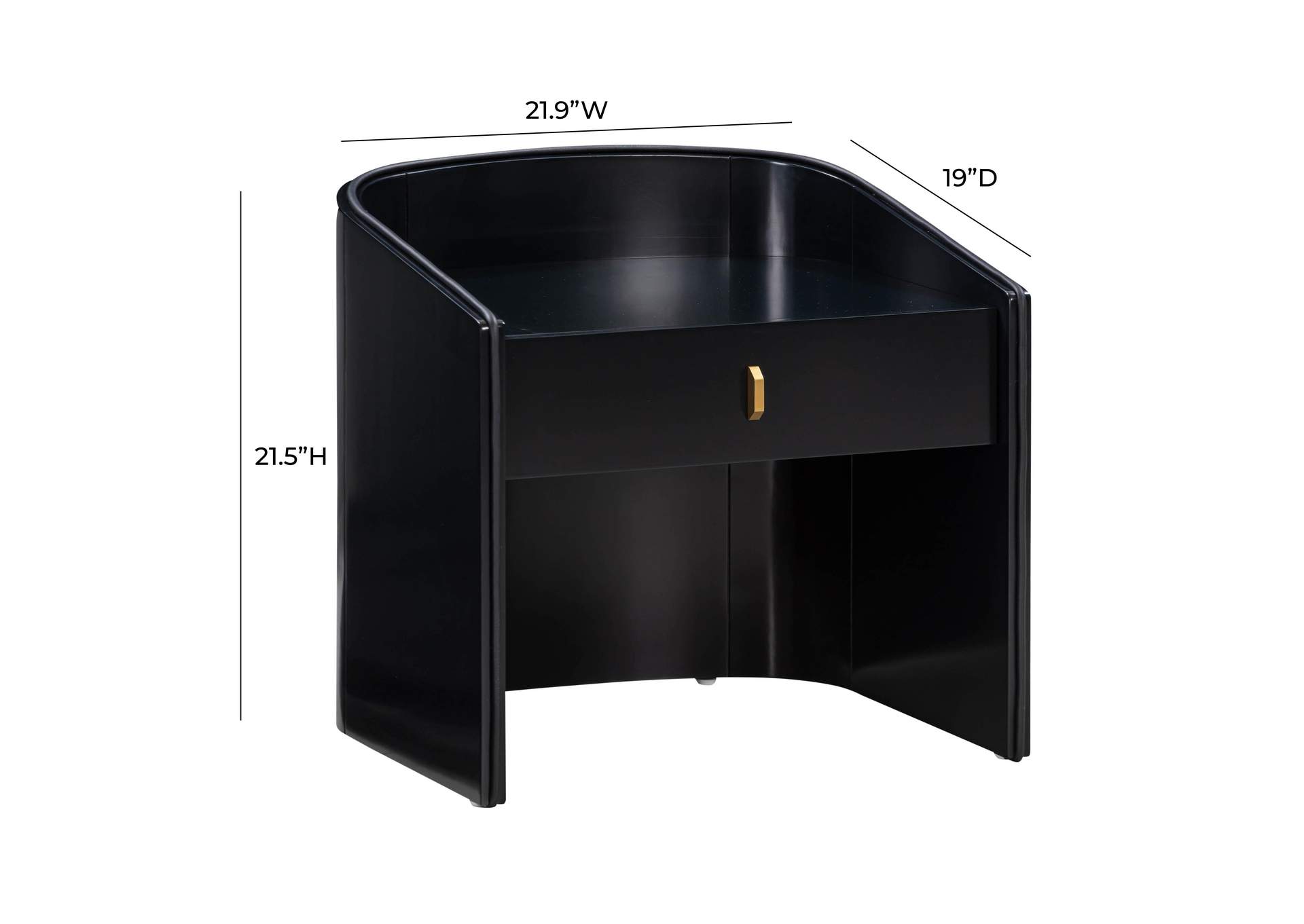 Collins Black Lacquer Nightstand image 9