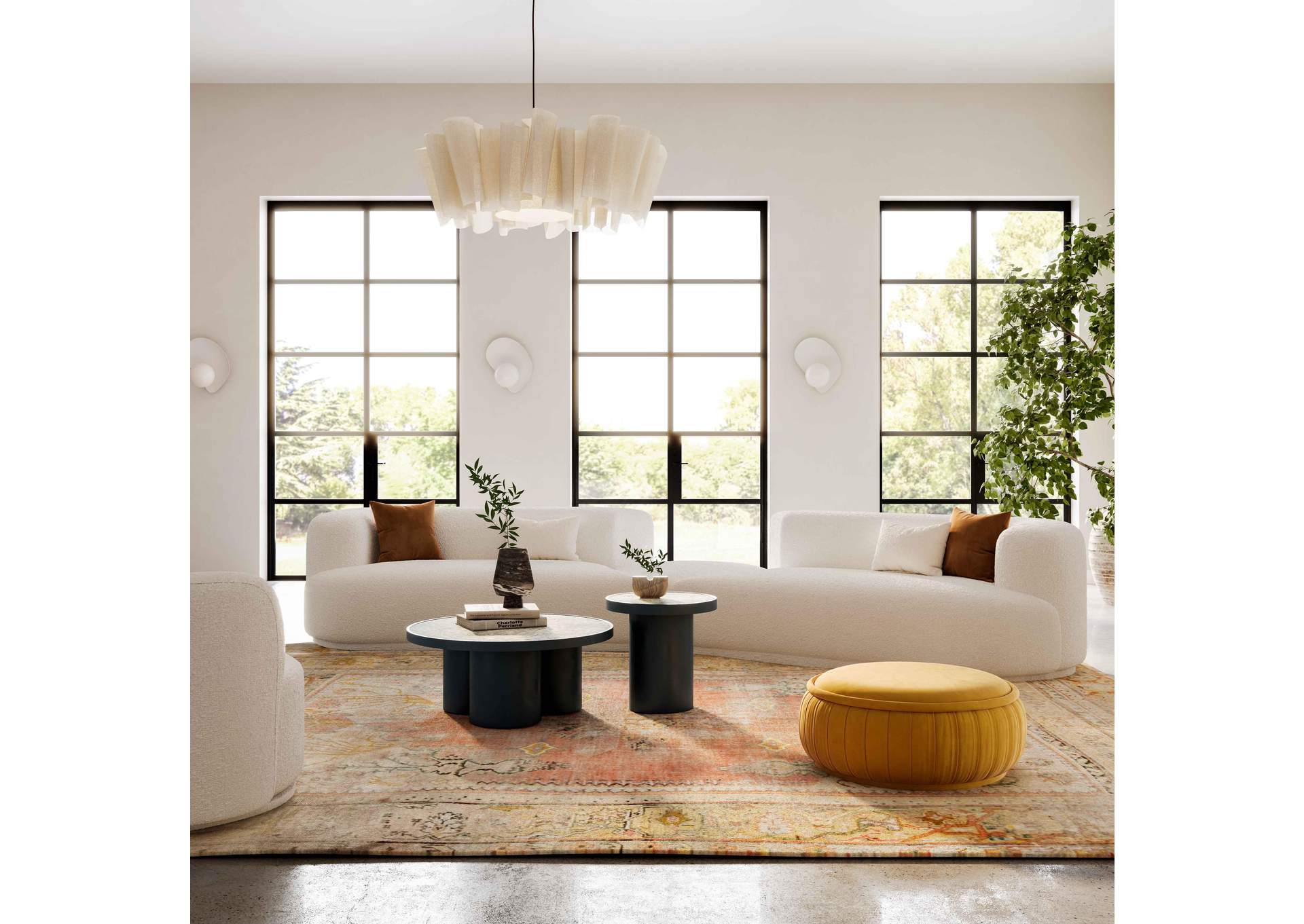 Fickle Cream Boucle 3 - Piece Modular Sectional image 3