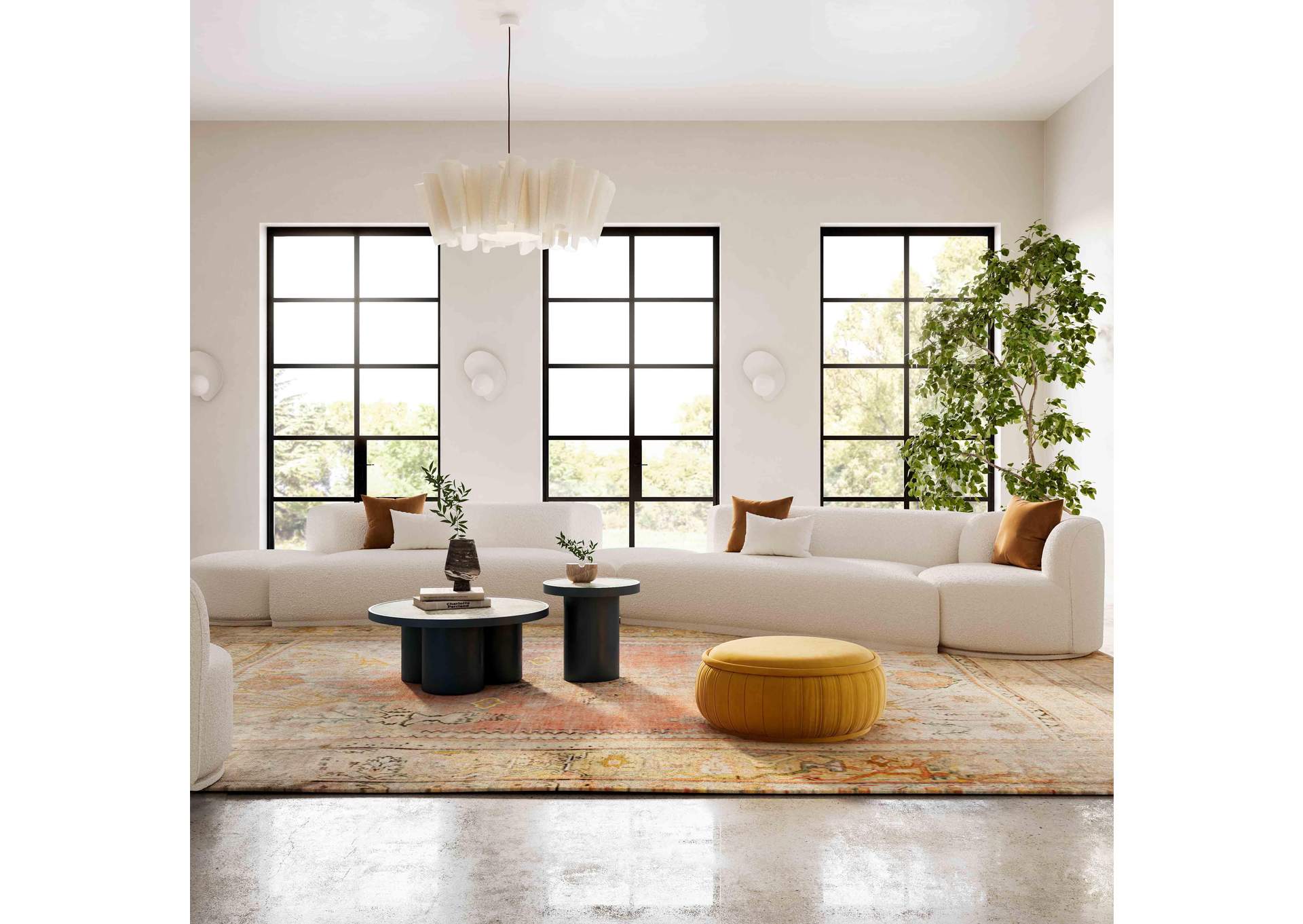 Fickle Cream Boucle 5 - Piece Modular Chaise Sectional image 3