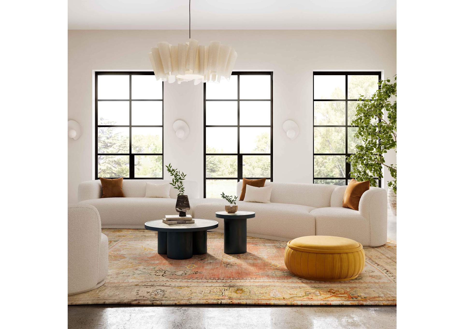 Fickle Cream Boucle 4 - Piece Modular Left Facing Sectional image 3