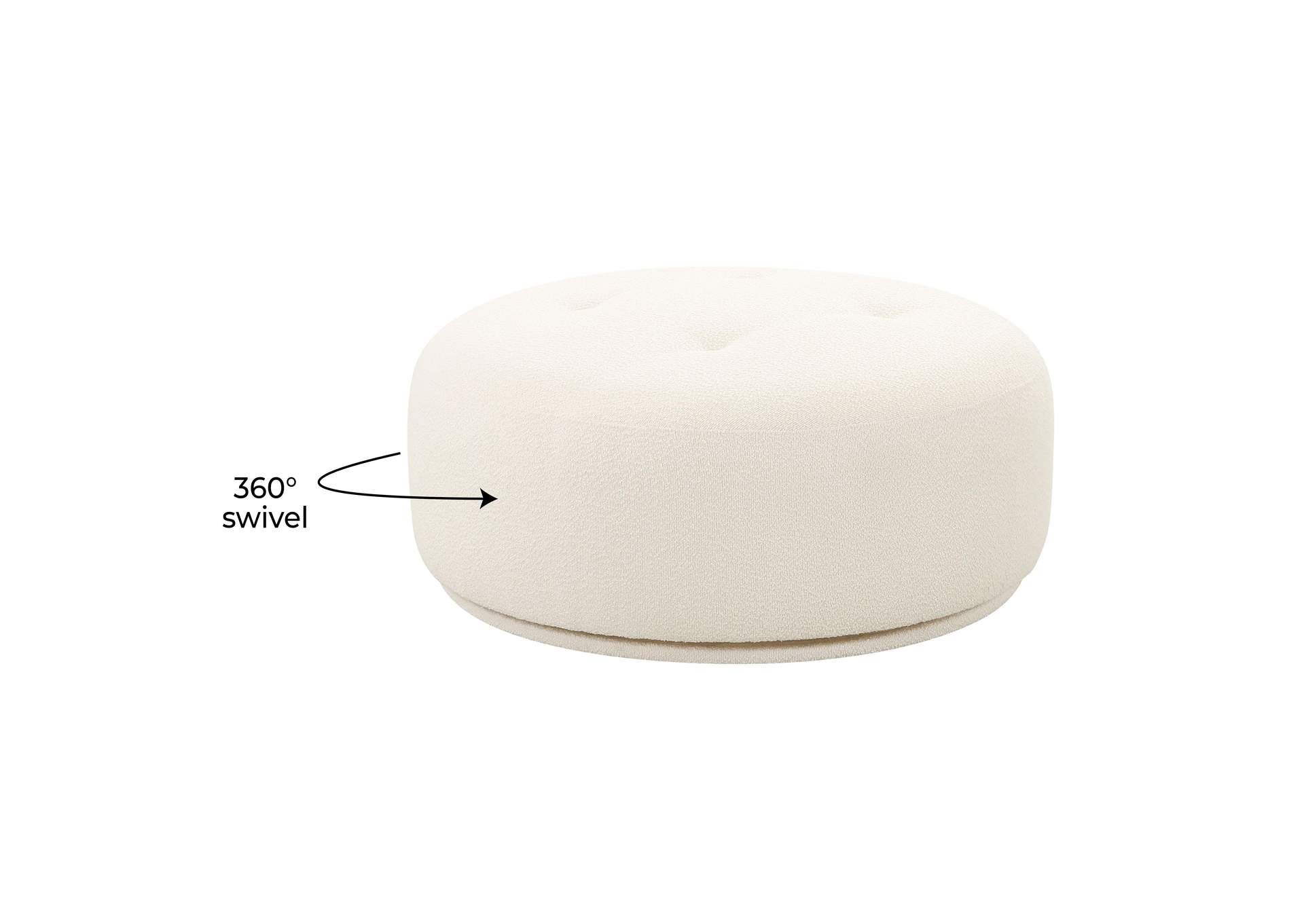 Fickle Cream Boucle Swivel Ottoman image 5