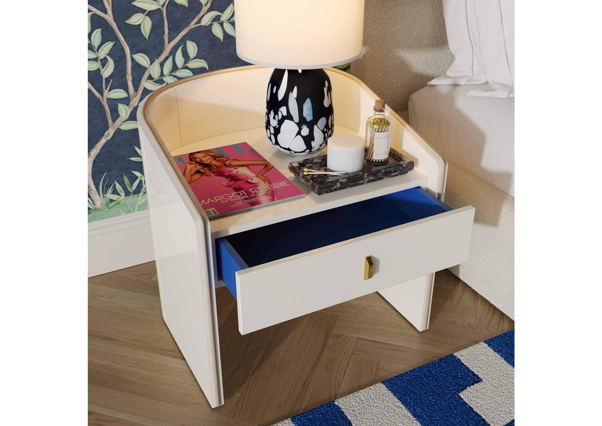 Collins Cream Lacquer Nightstand image 3