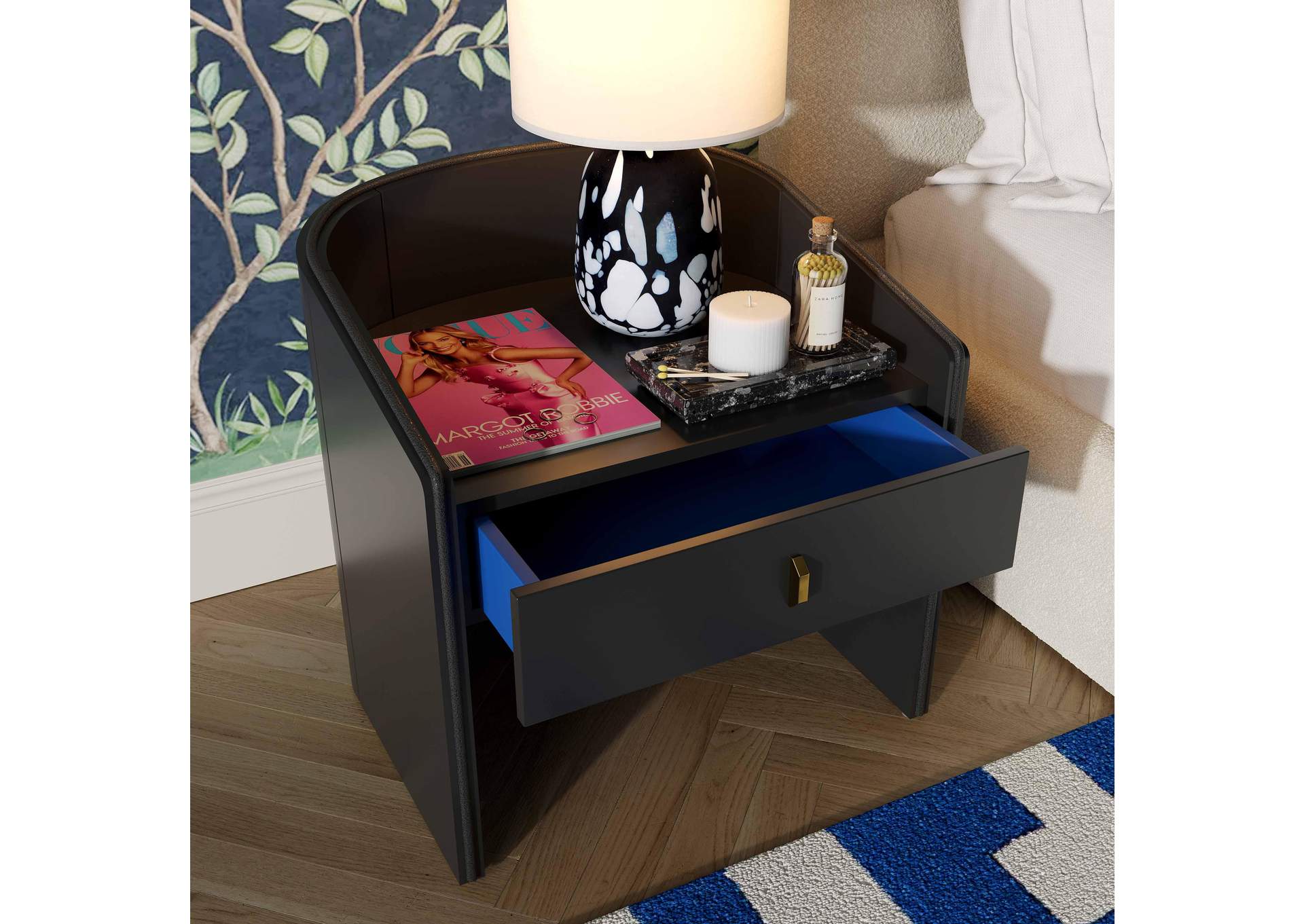 Collins Black Lacquer Nightstand image 3