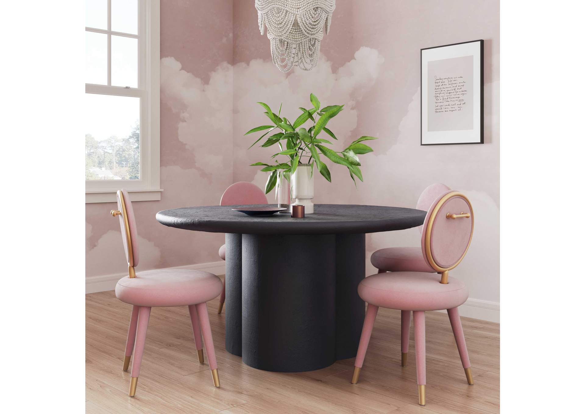 Elika Black Faux Plaster Round Dining Table image 3
