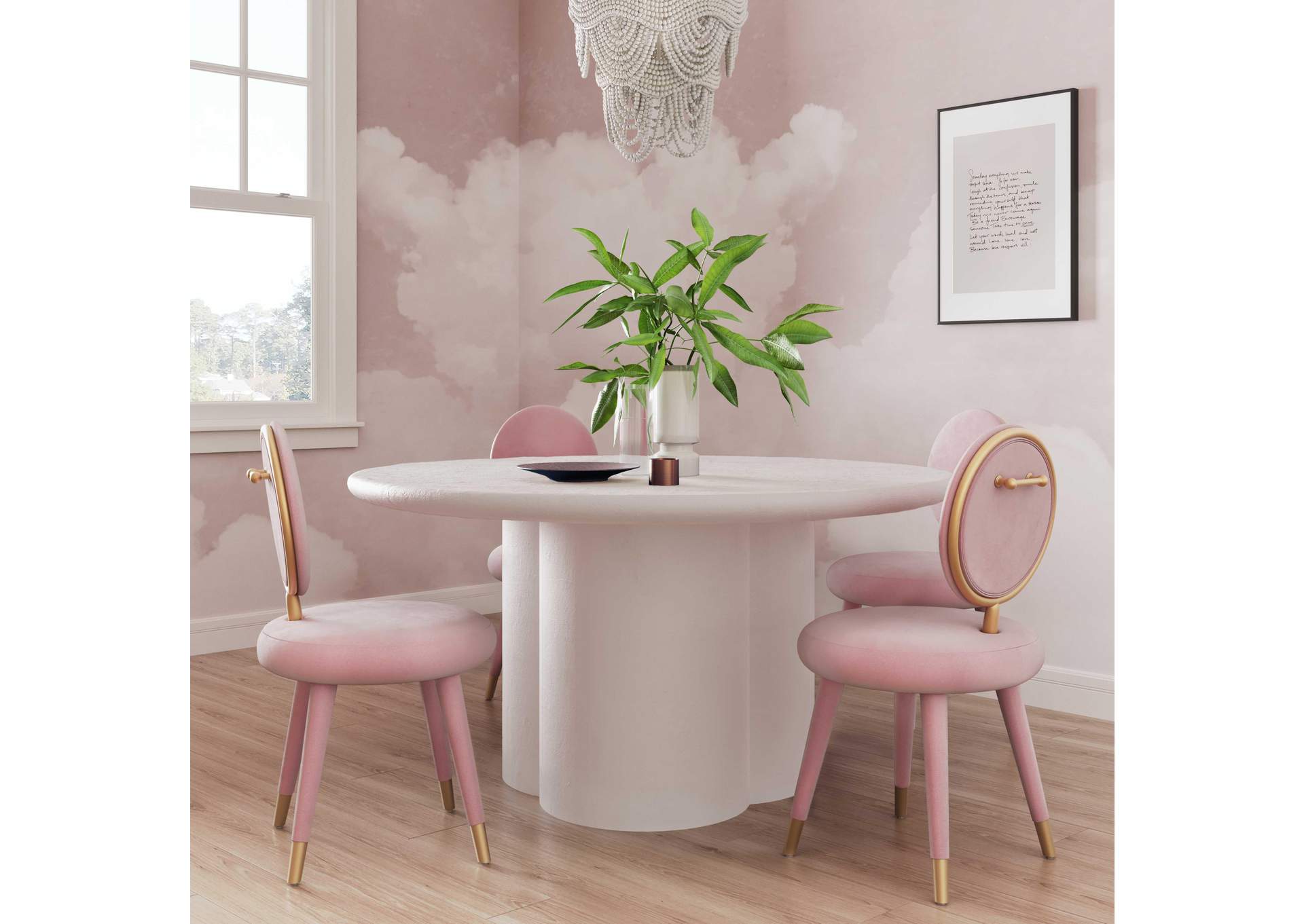 Elika White Faux Plaster Round Dining Table image 3