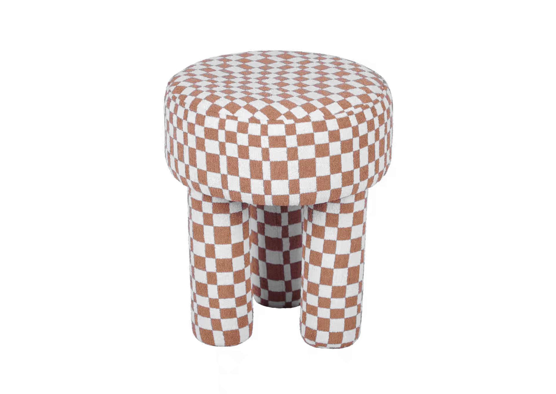 Claire Brown Checkered Boucle Stool image 1