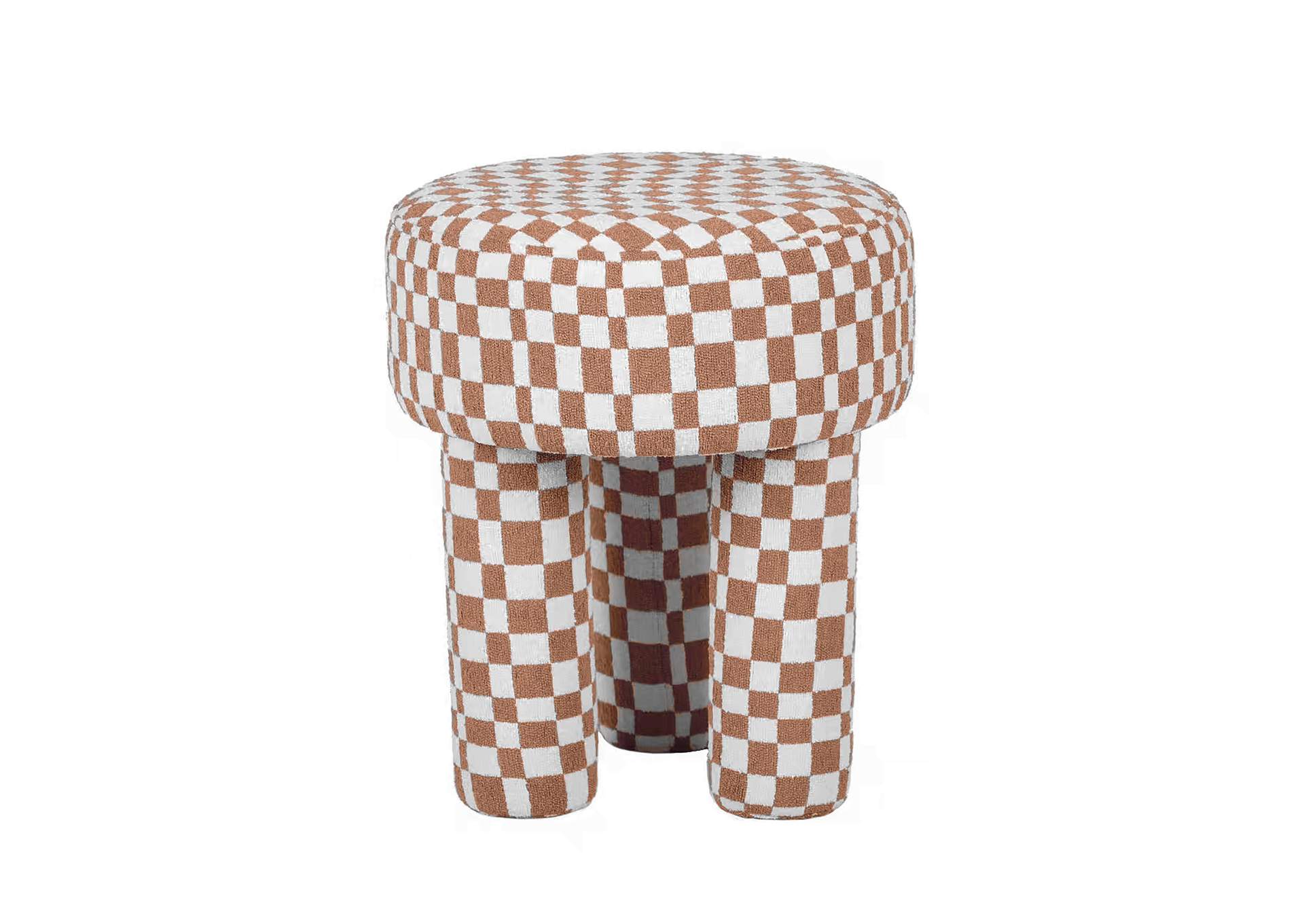 Claire Brown Checkered Boucle Stool image 4