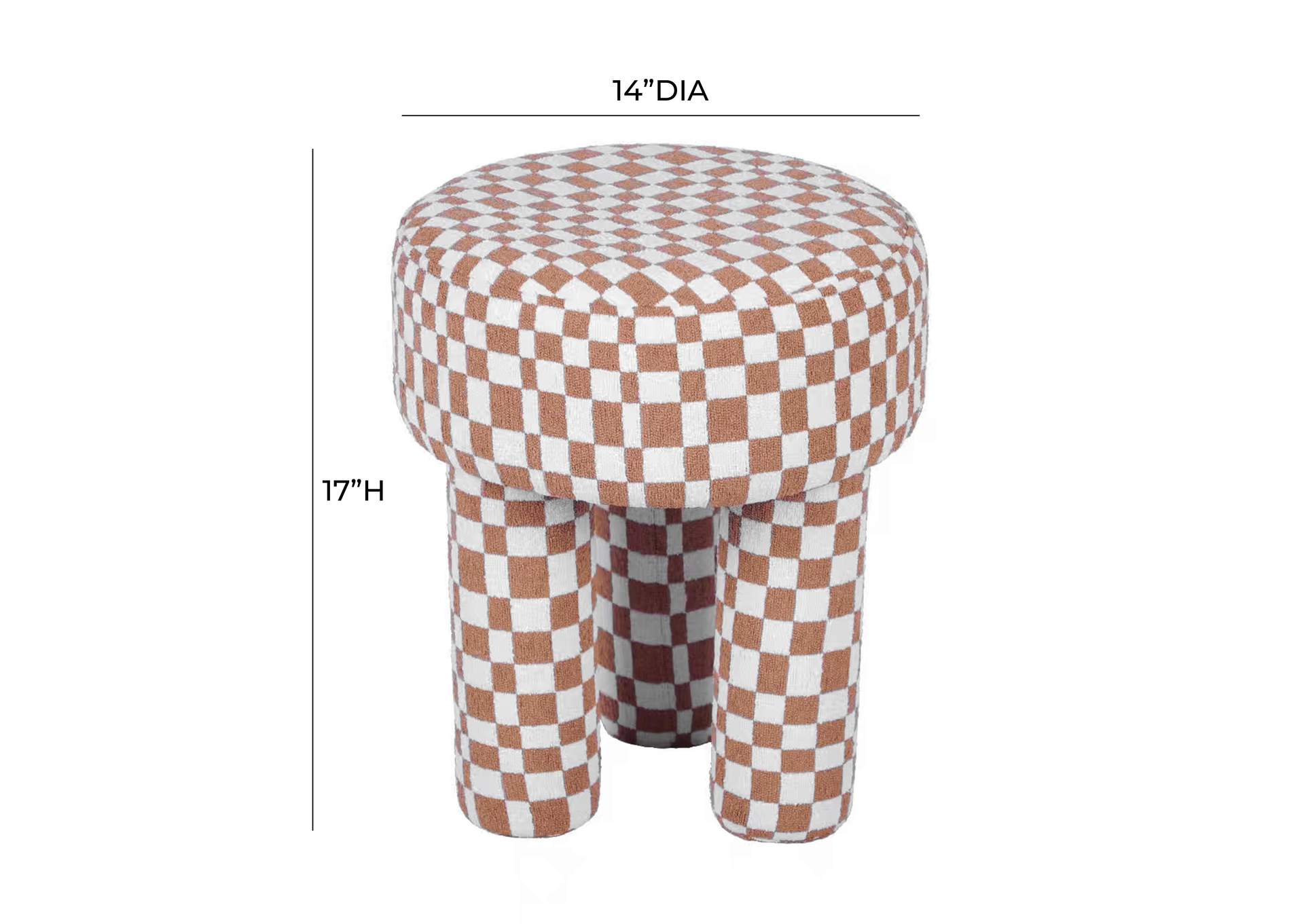 Claire Brown Checkered Boucle Stool image 7